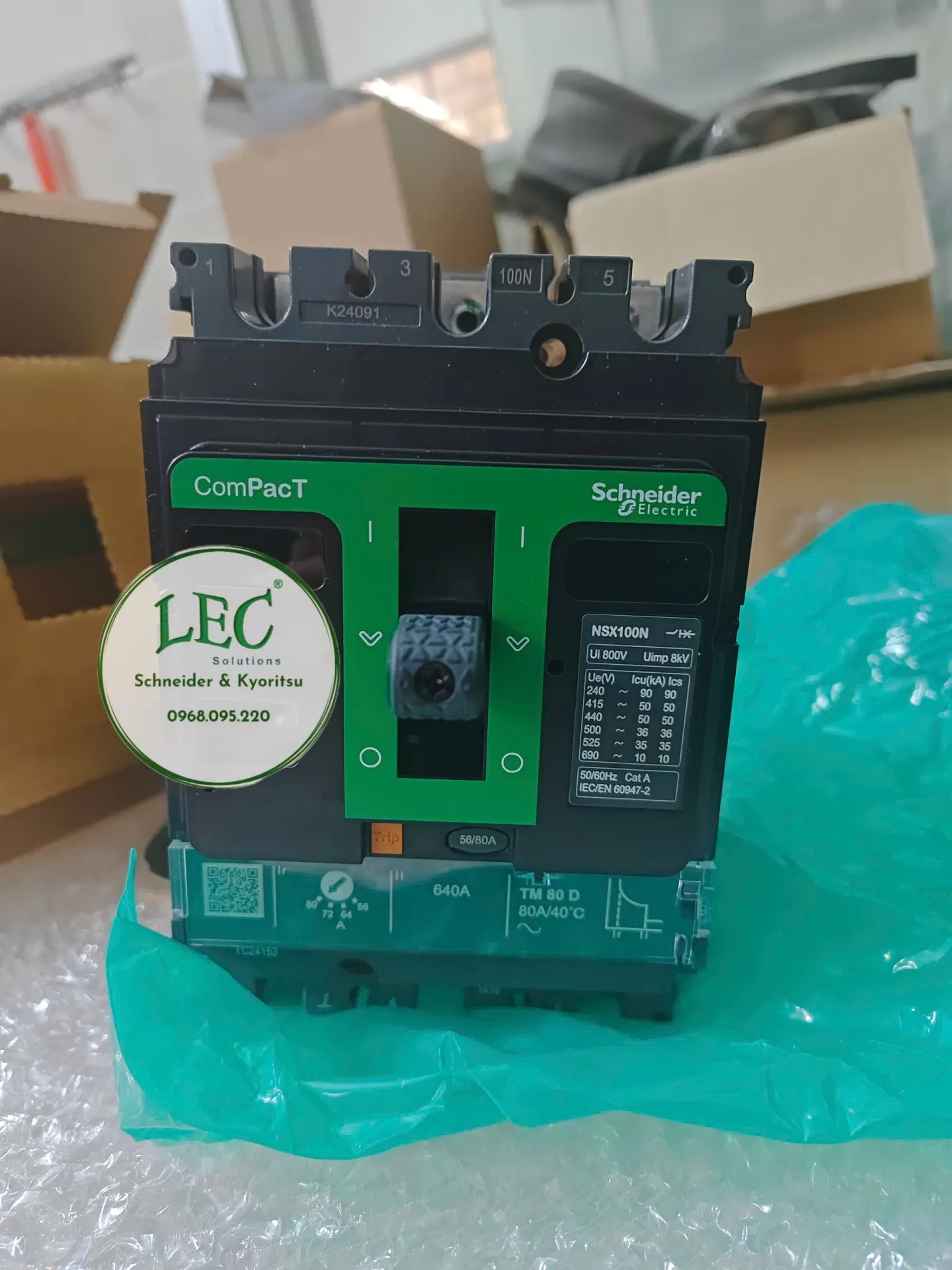 C10N3TM080 - Cầu dao tự động MCCB NSX100N 50kA AC 3P3D 80A TMD