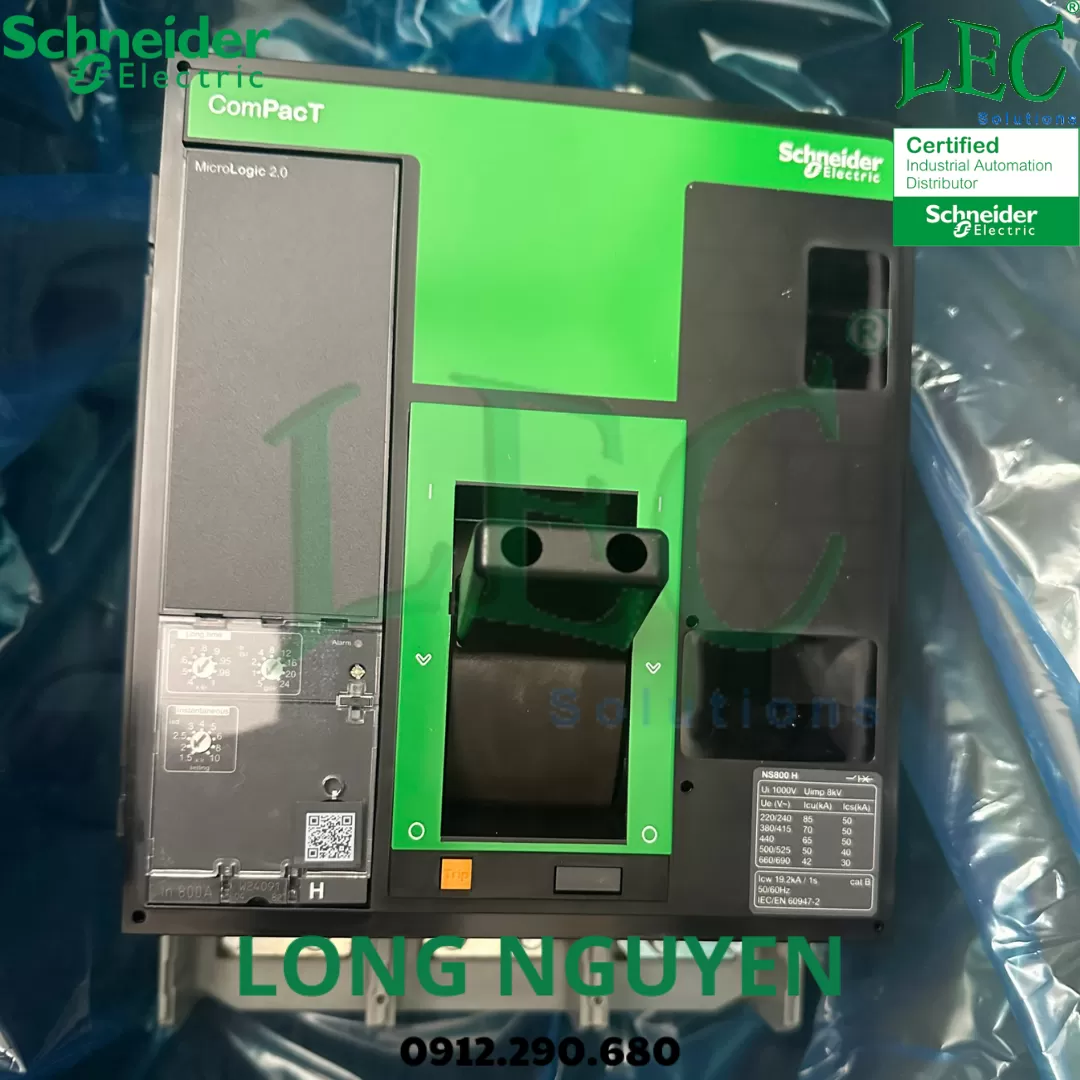 C080H320FM - Cầu dao tự động MCCB CompacT NS800H, 70kA ở 415VAC, 3P, cố định, MicroLogic 2.0, 800A