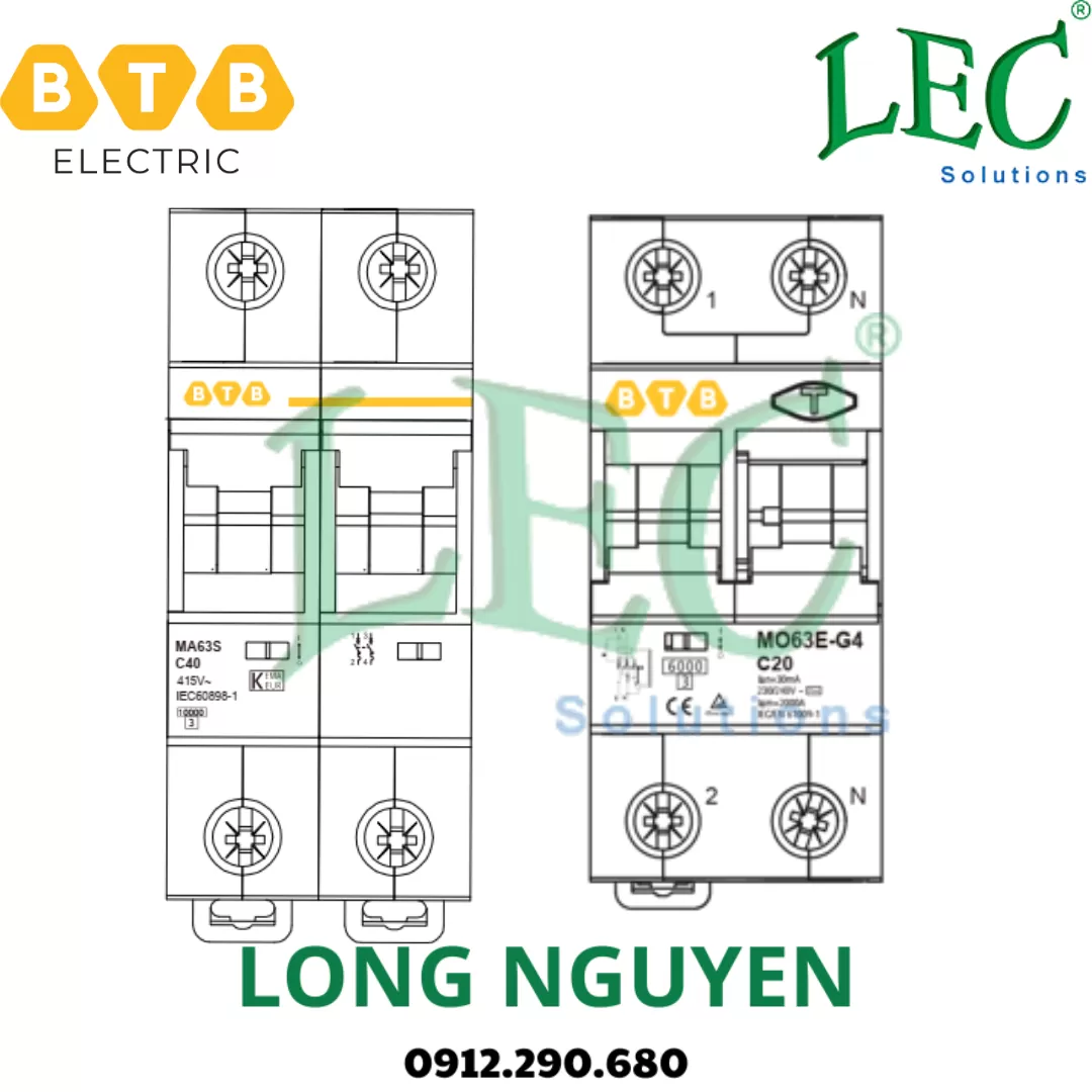 MO32E16A - Aptomat bảo vệ quá tải và chống dòng rò RCBO 1P+N 16A 10-30-100-300mA
