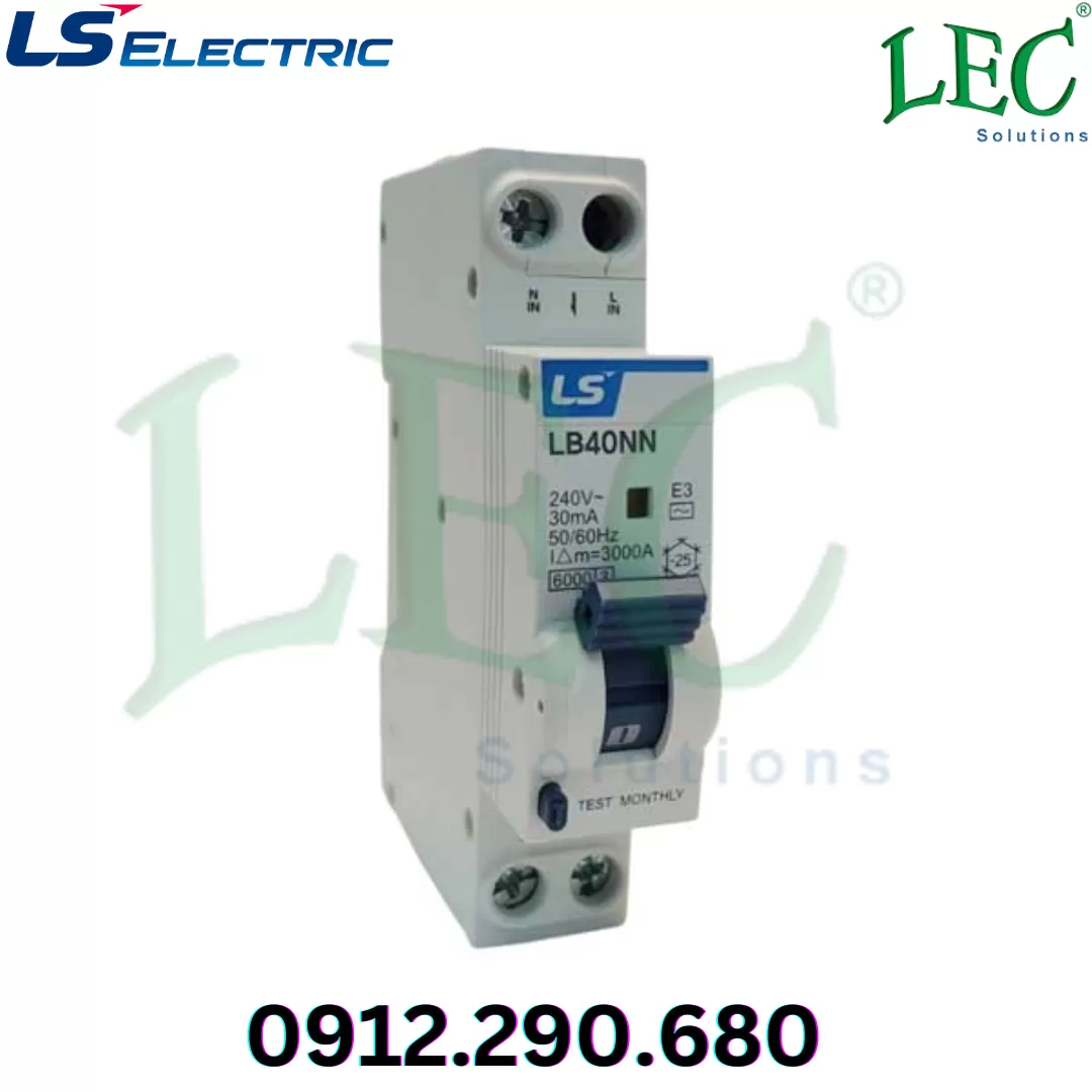 RCBO Ls LB40NN 1P+N curve B 10A 30mA AC type 6kA