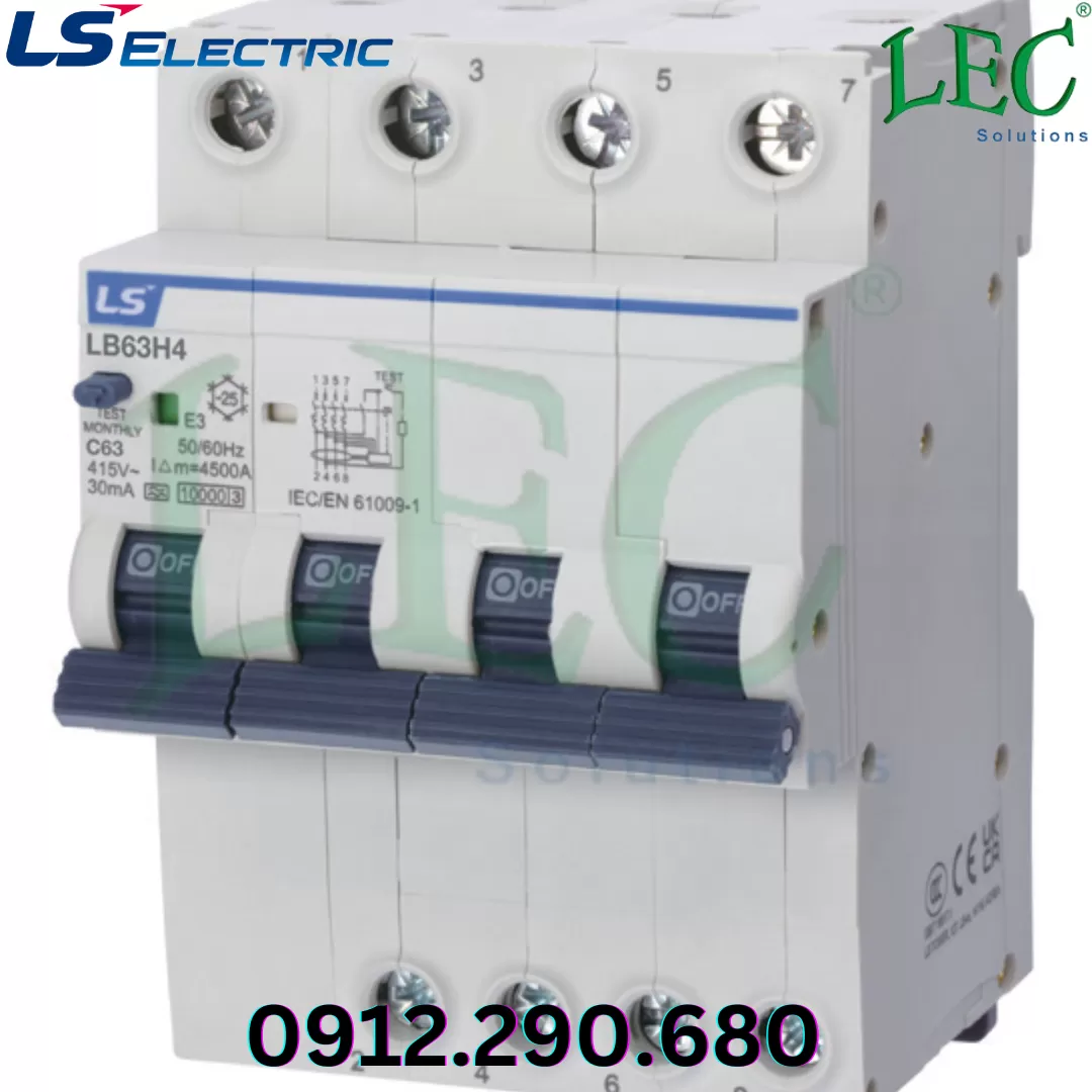 RCBO Ls LB63H4 4P curve B 6A 100mA A type 10kA