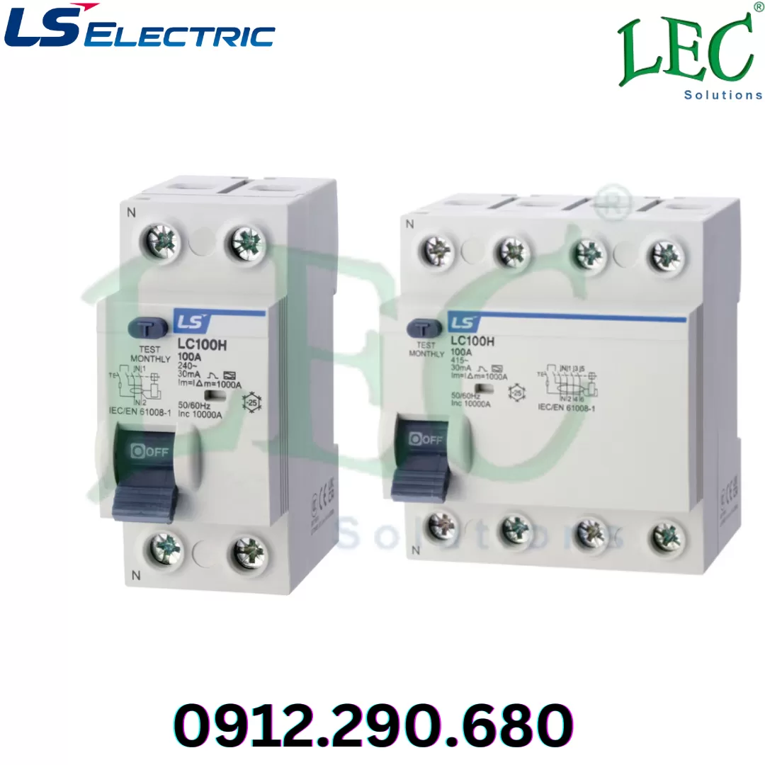 RCCB Ls LC100H 1P+N 63A 100mA AC(S) type 240VAC