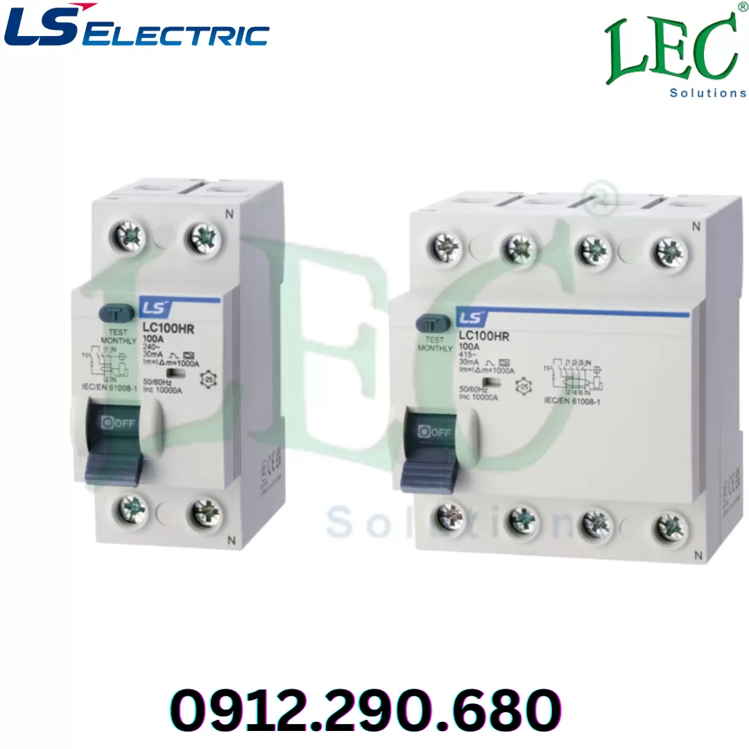 RCCB Ls LC100HR 1P+N 50A 30mA A type 240VAC