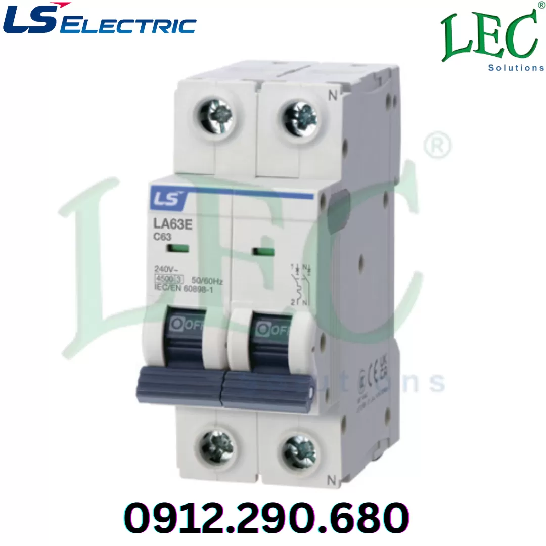 MCB Ls LA63E 1P+N type B 2A 4,5kA 240VAC