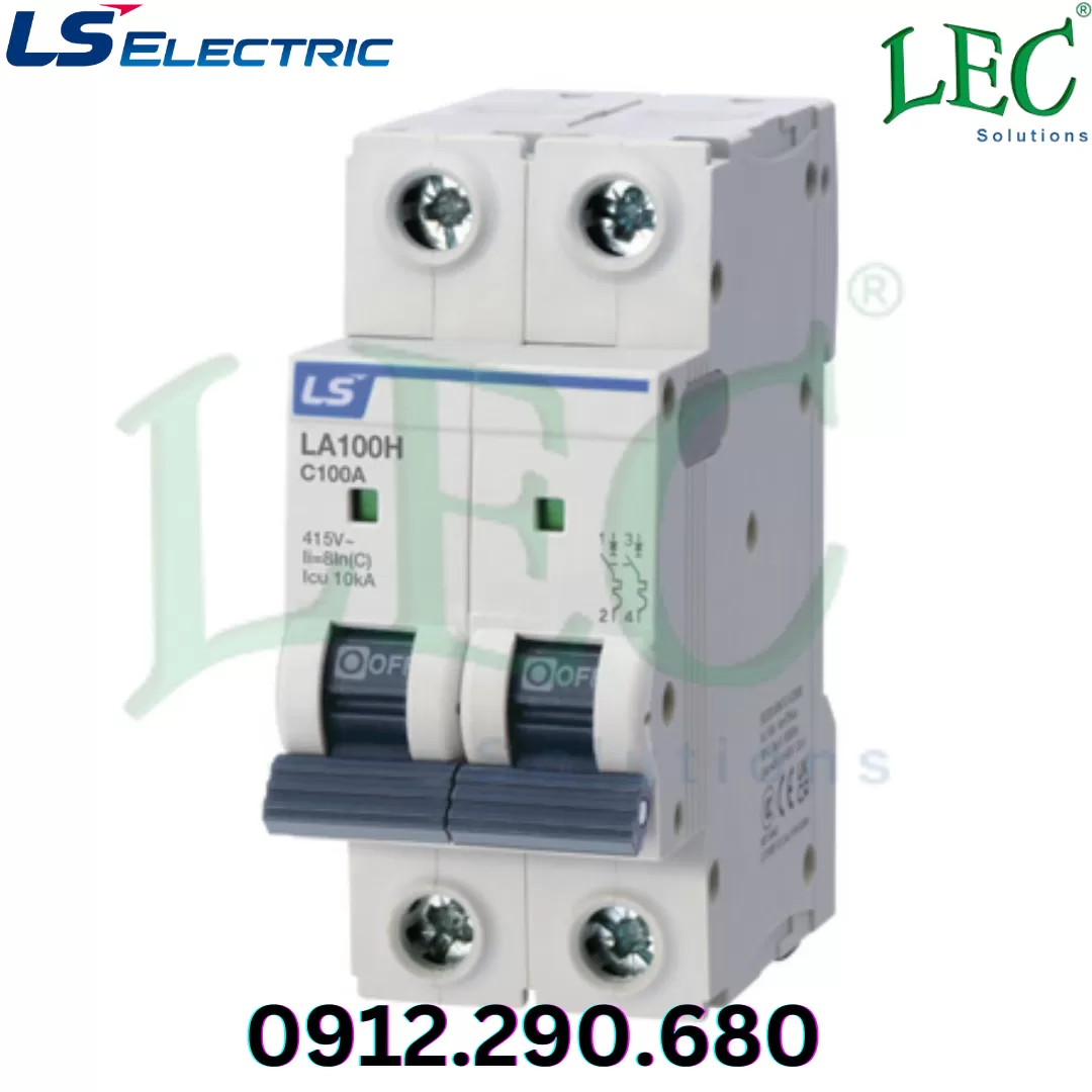 MCB Ls LA100H 2P type D 80A 10kA 415VAC