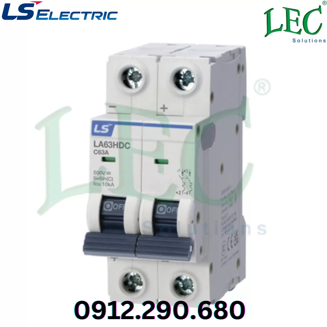 MCB Ls LA63HDC 2P type C 4A 10kA 500VDC