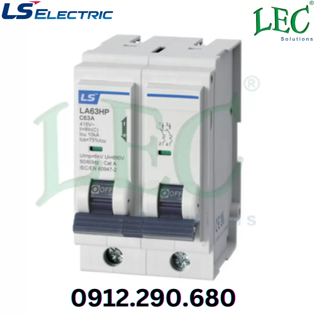 MCB Ls LA63HP 2P type B 20A 10kA 415VAC