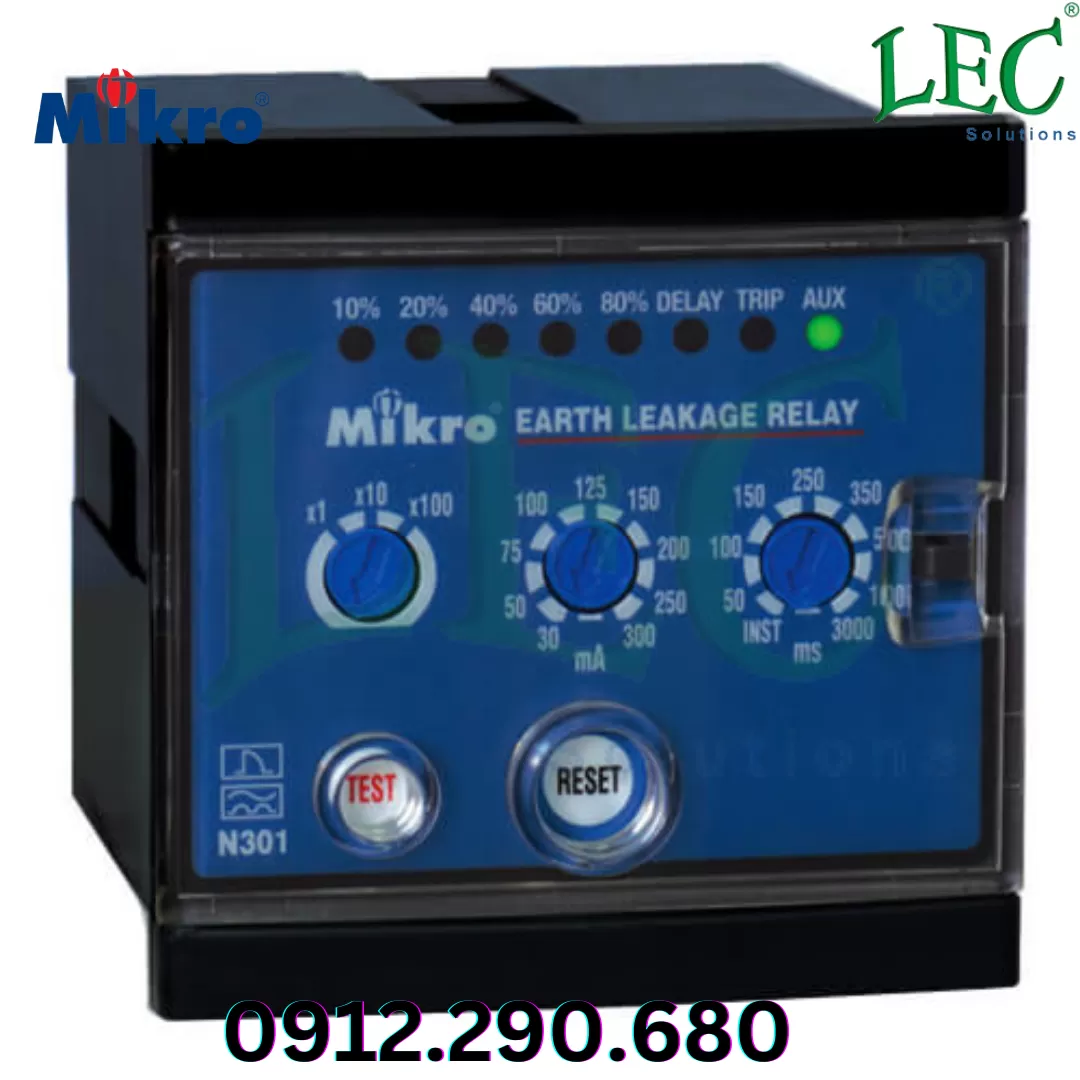 Rơ le bảo vệ dòng rò Mikro loại gắn mặt tủ N301-240AD