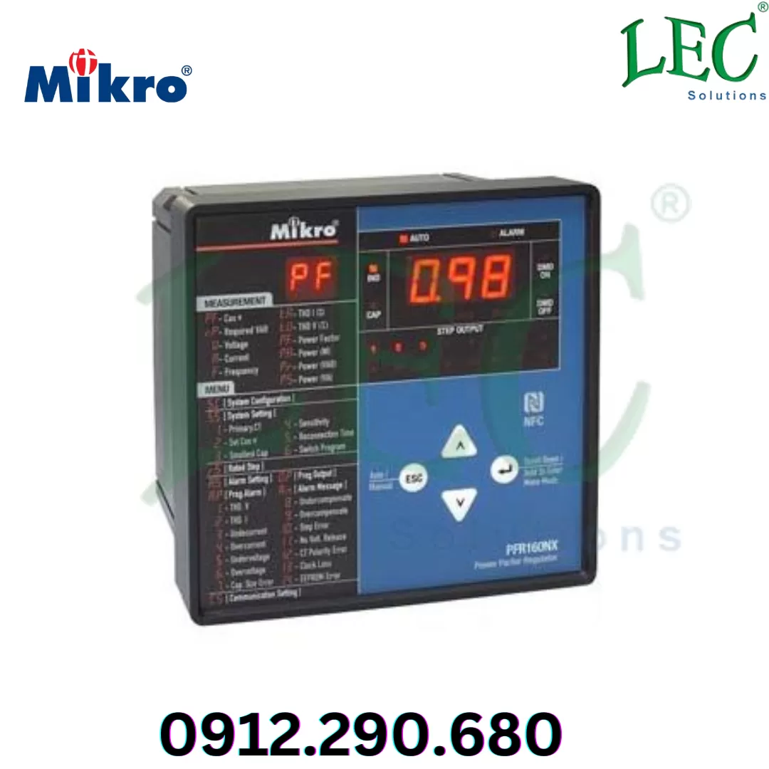 Bộ điều khiển tụ bù công suất Mikro 12 cấp PFR120NX