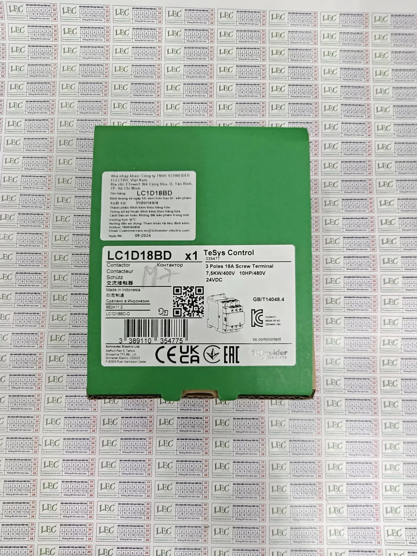Khởi động từ LC1D18BD - 3P(3 NO) - AC-3 -  440 V 18 A - 24 V DC coil