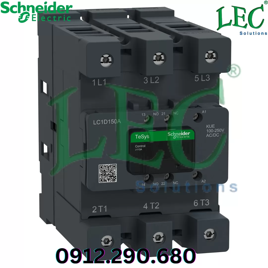 LC1D150A6LSE Công tắc tơ 3P(3NO), AC-3, 440V, 150A, 200-500V AC/DC lugs-ring or bars