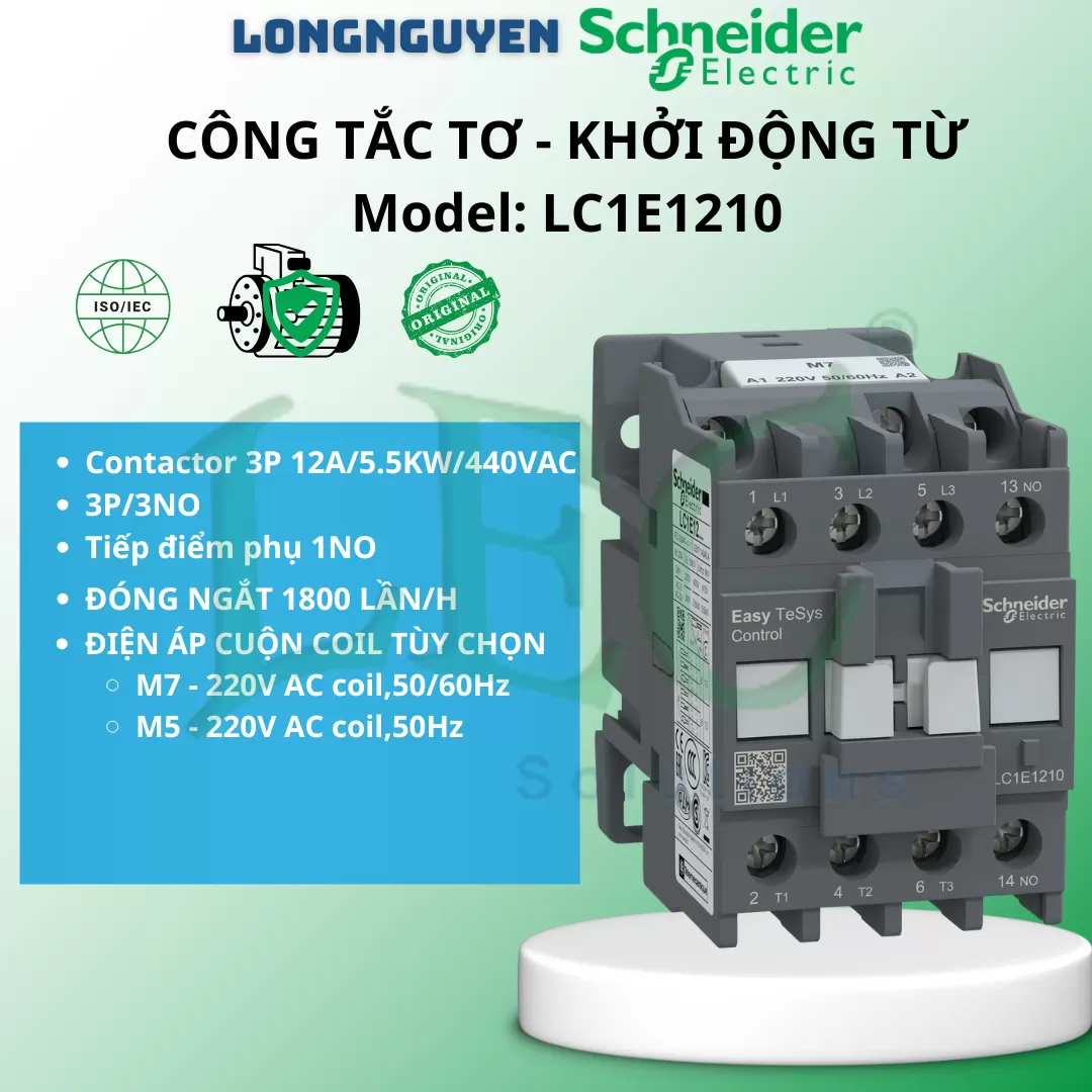 Khởi động từ LC1E1210M7 3P 1NO 5,5KW 220VAC 50/60HZ