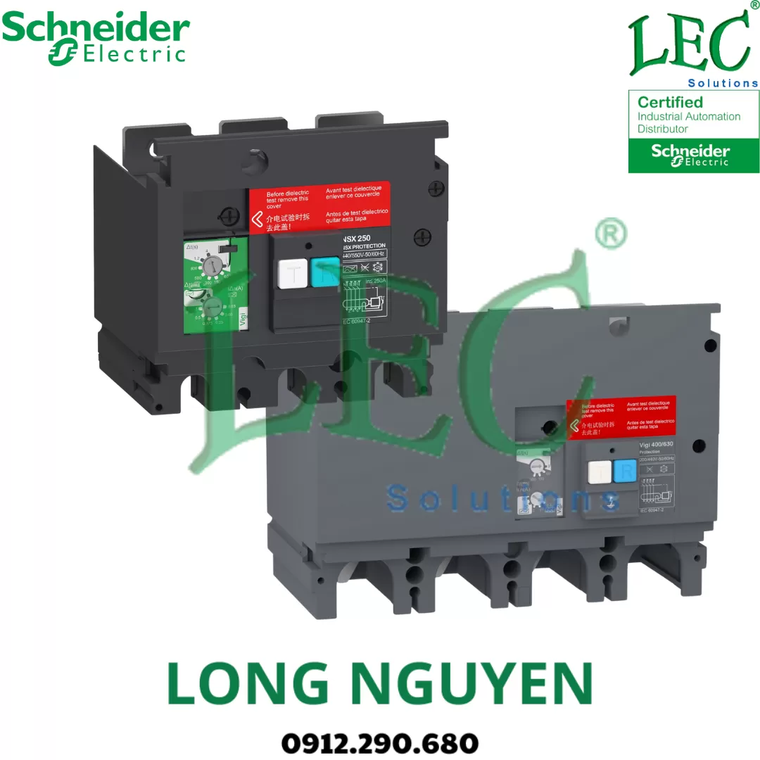 LV529492 - Mô-đun bảo vệ bổ sung chống rò rỉ đất, EasyPact CVS250, 200 VAC đến 440 VAC, 30 mA đến 10 A, 3 cực