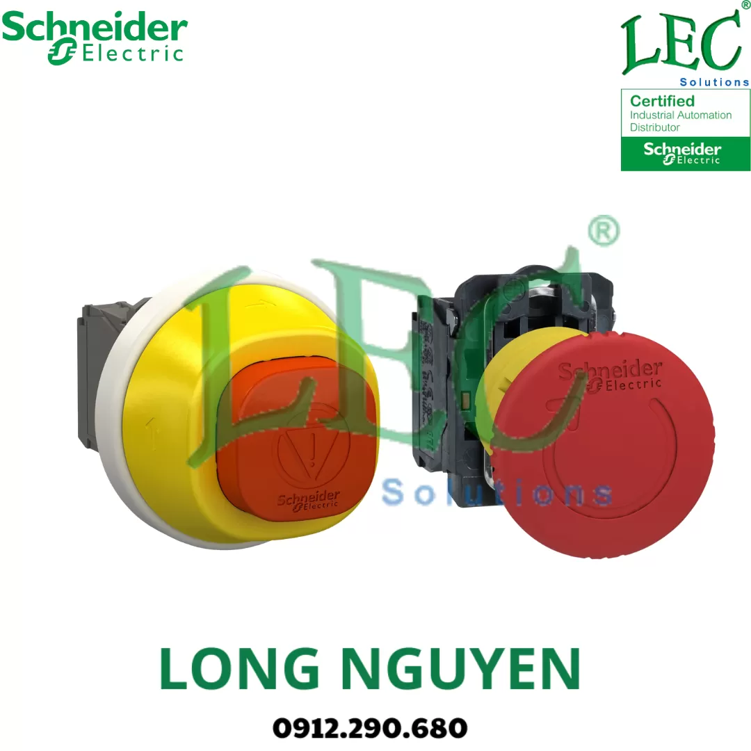XB5AS8445 - Nút dừng khẩn cấp, xoay nhả 1NC 1NC