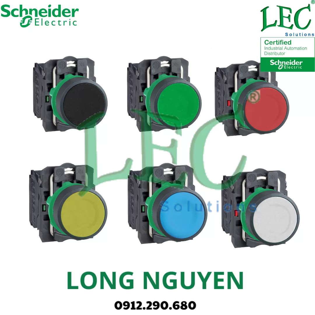 XB5AW36B5 - Nút nhấn có đèn lam 24V AC/DC, 1NO 1NC