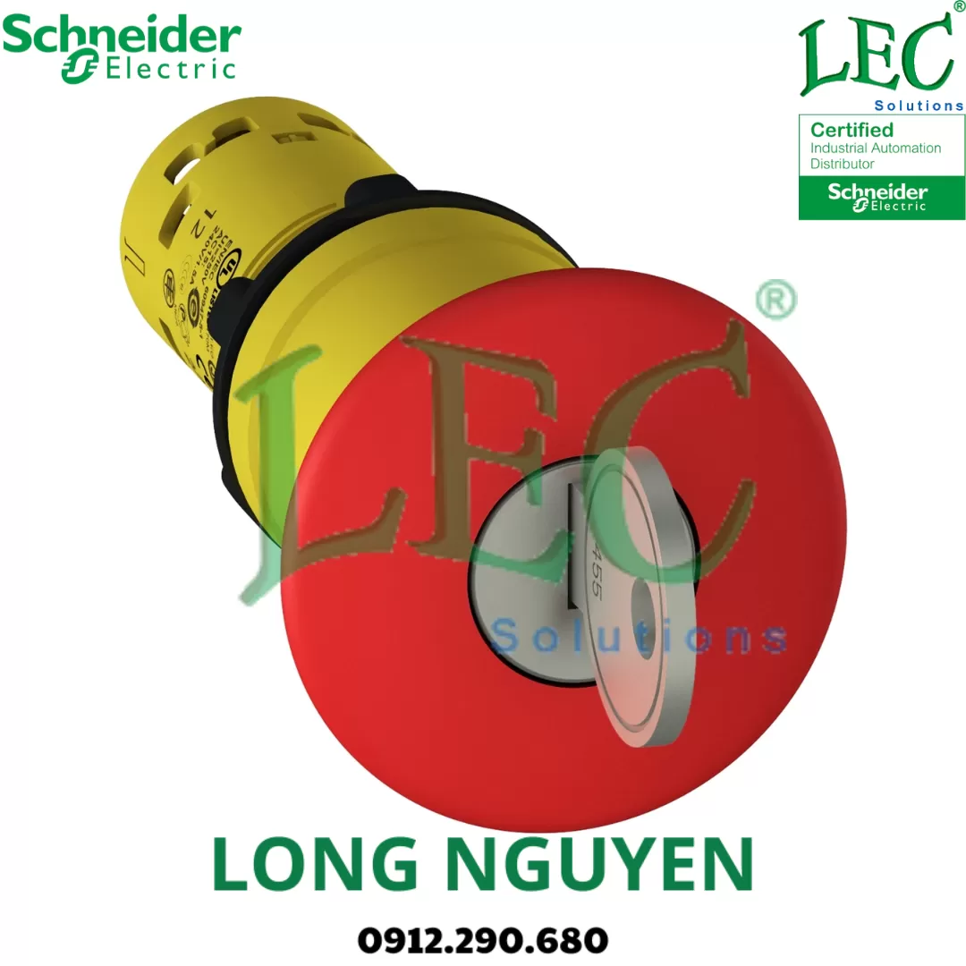 XB7NS9445 - Nút dừng khẩn có khóa, xoay nhả, phi 22 ,1NC 1NO