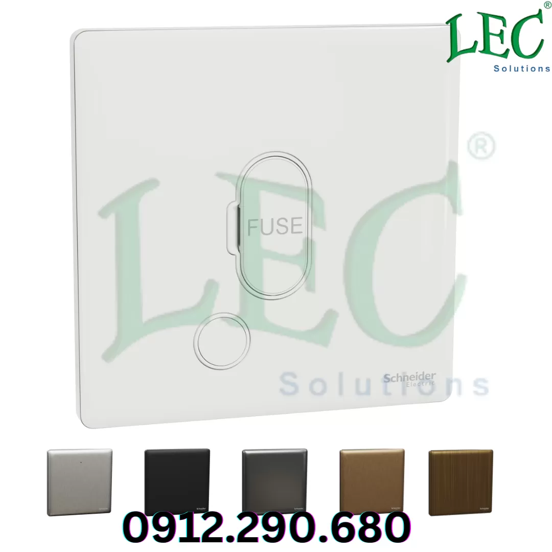 Bộ kết nối cầu chì, Unica X, 13A, 250V, 1 gang, có ổ cắm mềm, có LED, Đồng thau cổ