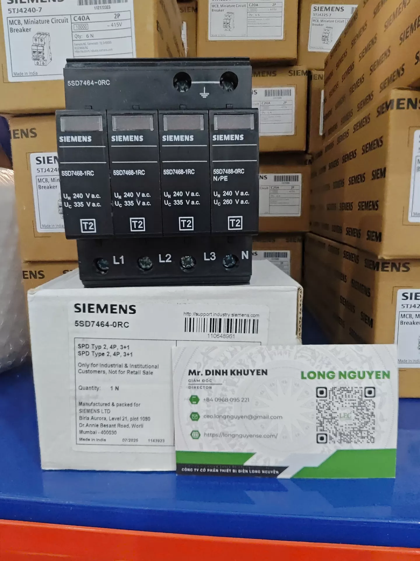 5SD7464-0RC Chống sét lan truyền siemens type 2 4P 40kA 350V TNS/TT