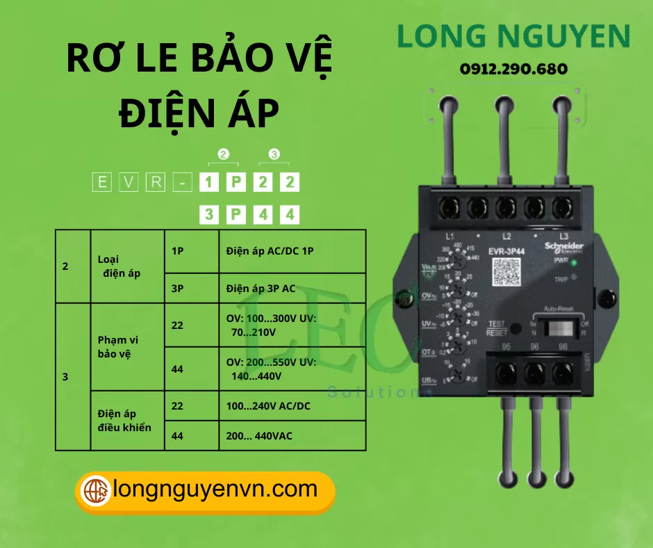 Hướng dẫn sử dụng Rơ le bảo vệ điện áp EVR-3P44 Schneider