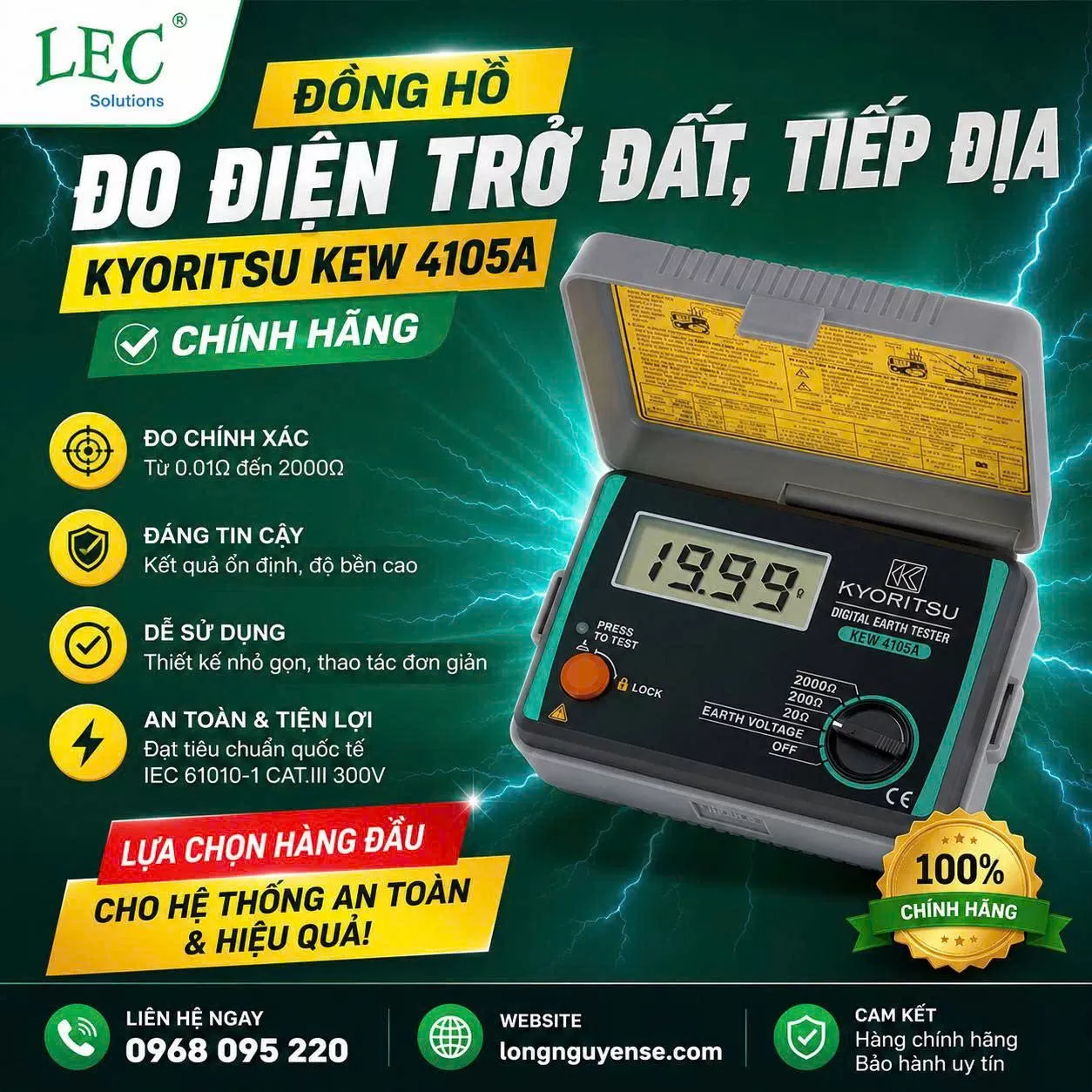 Kyoritsu KEW 4105A – Máy Đo Điện Trở Đất Chính Hãng