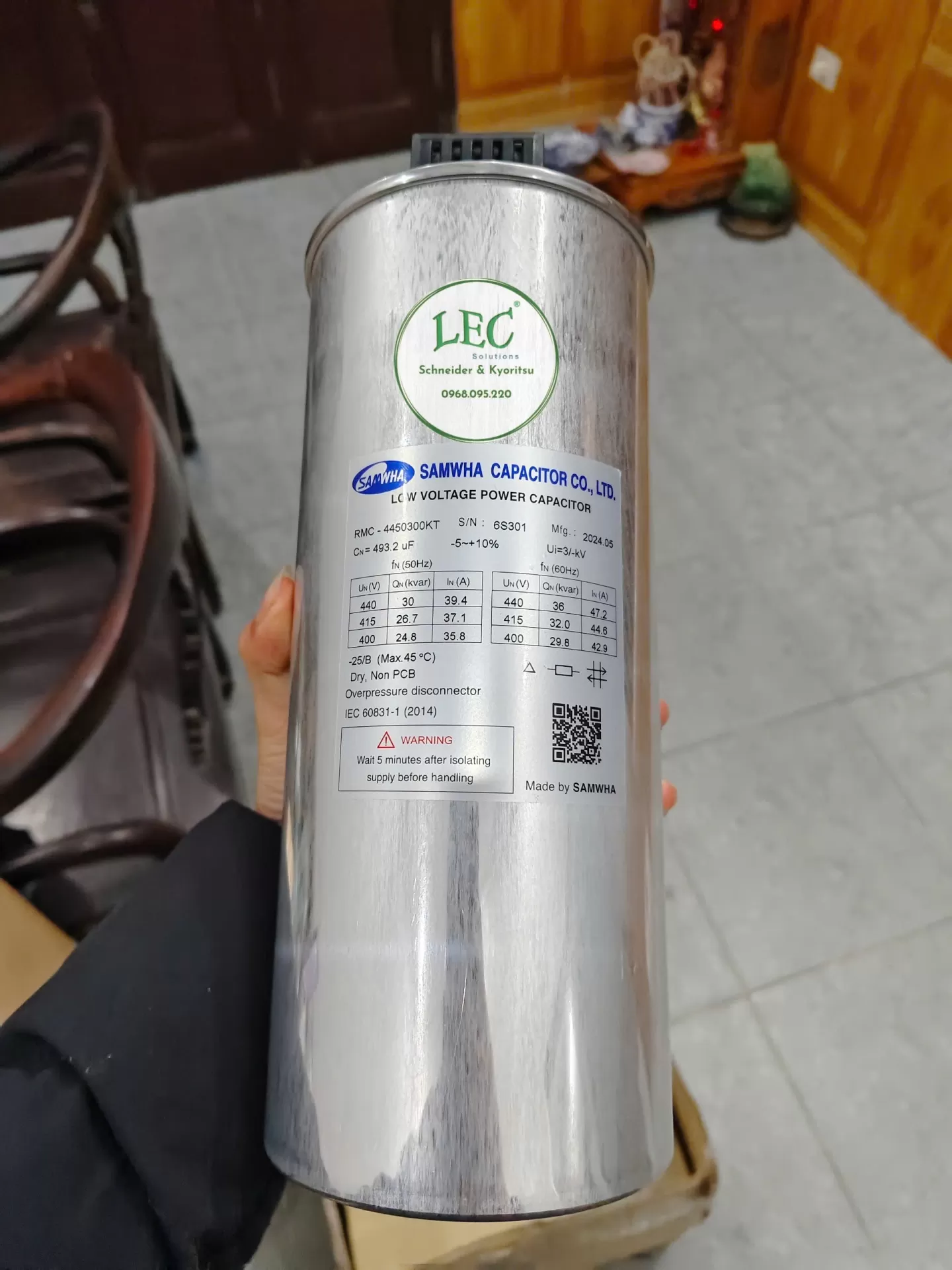Tụ bù khô samwha RMC-445300KT 3P 30kVAR 440V 50Hz