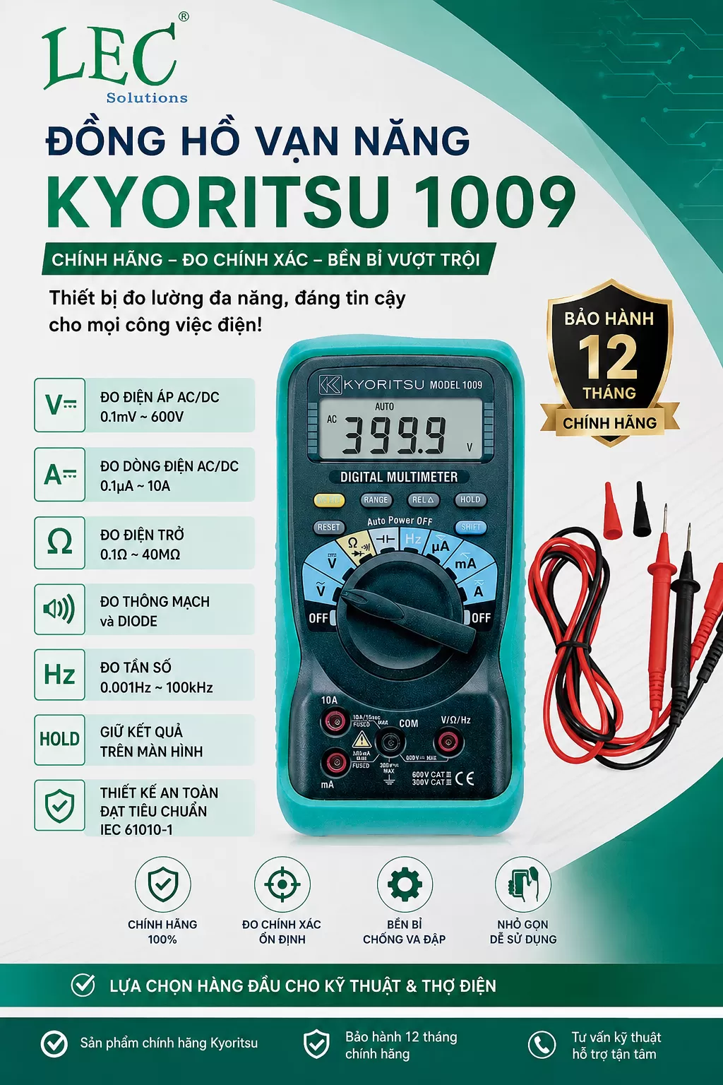 Top 1 Đồng Hồ Vạn Năng Dành Cho Kỹ Thuật: Đánh Giá Kyoritsu 1009