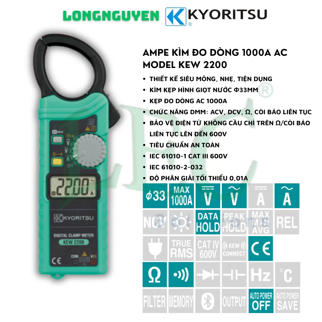 Ampe kìm đo dòng Kyoritsu Kew 2200