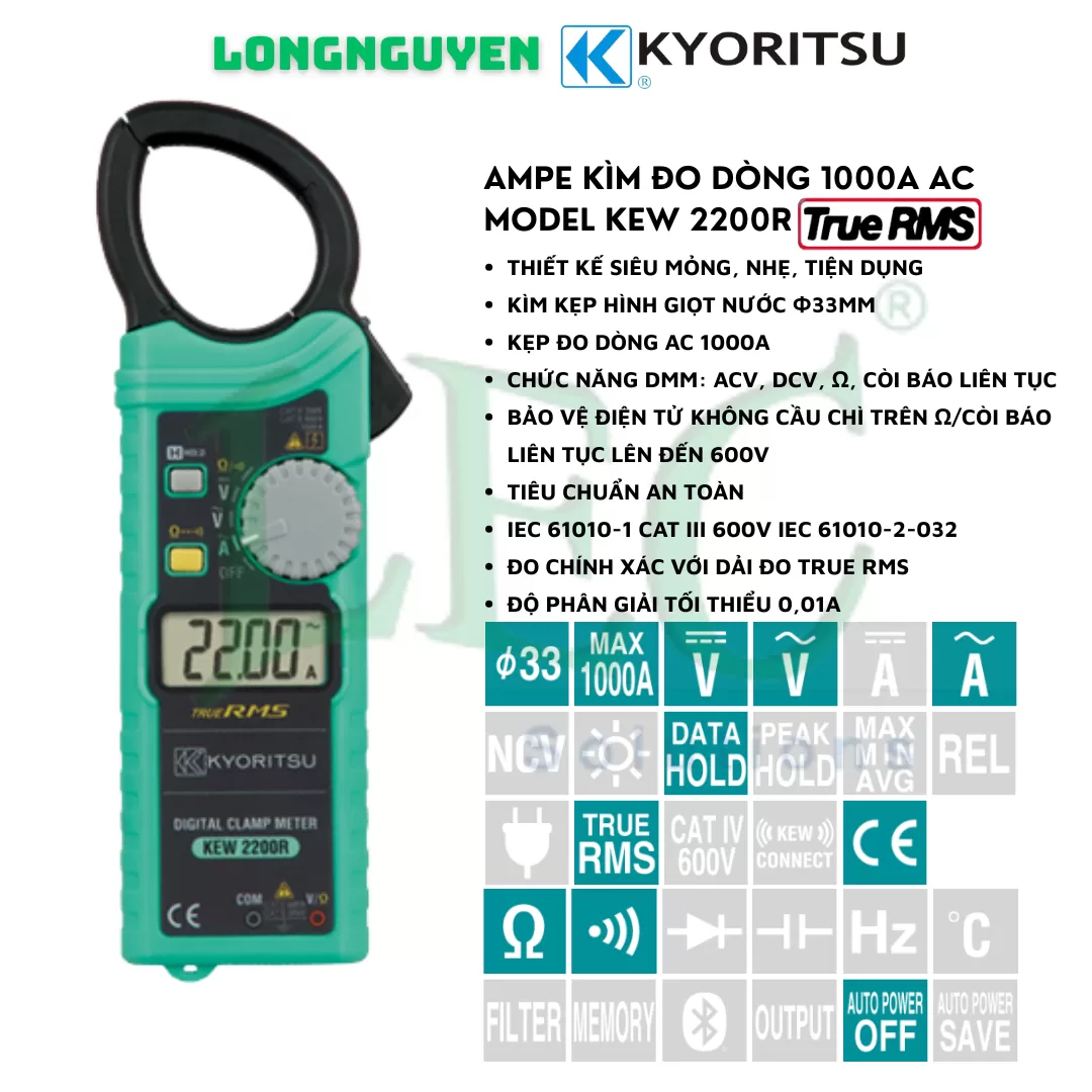 Ampe kìm đo dòng Kyoritsu Kew 2200R