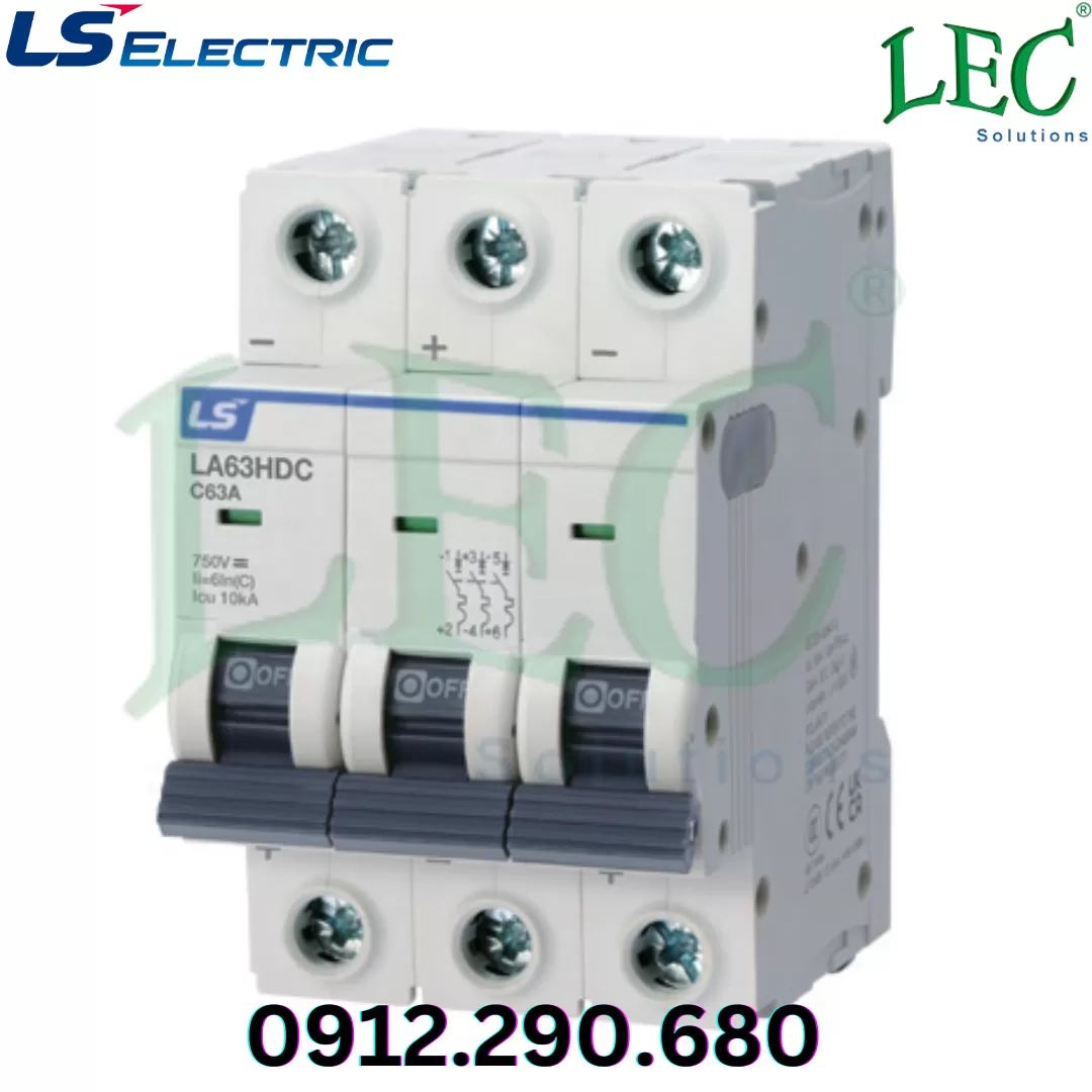 MCB Ls LA63HDC 3P type C 4A 10kA 750VDC