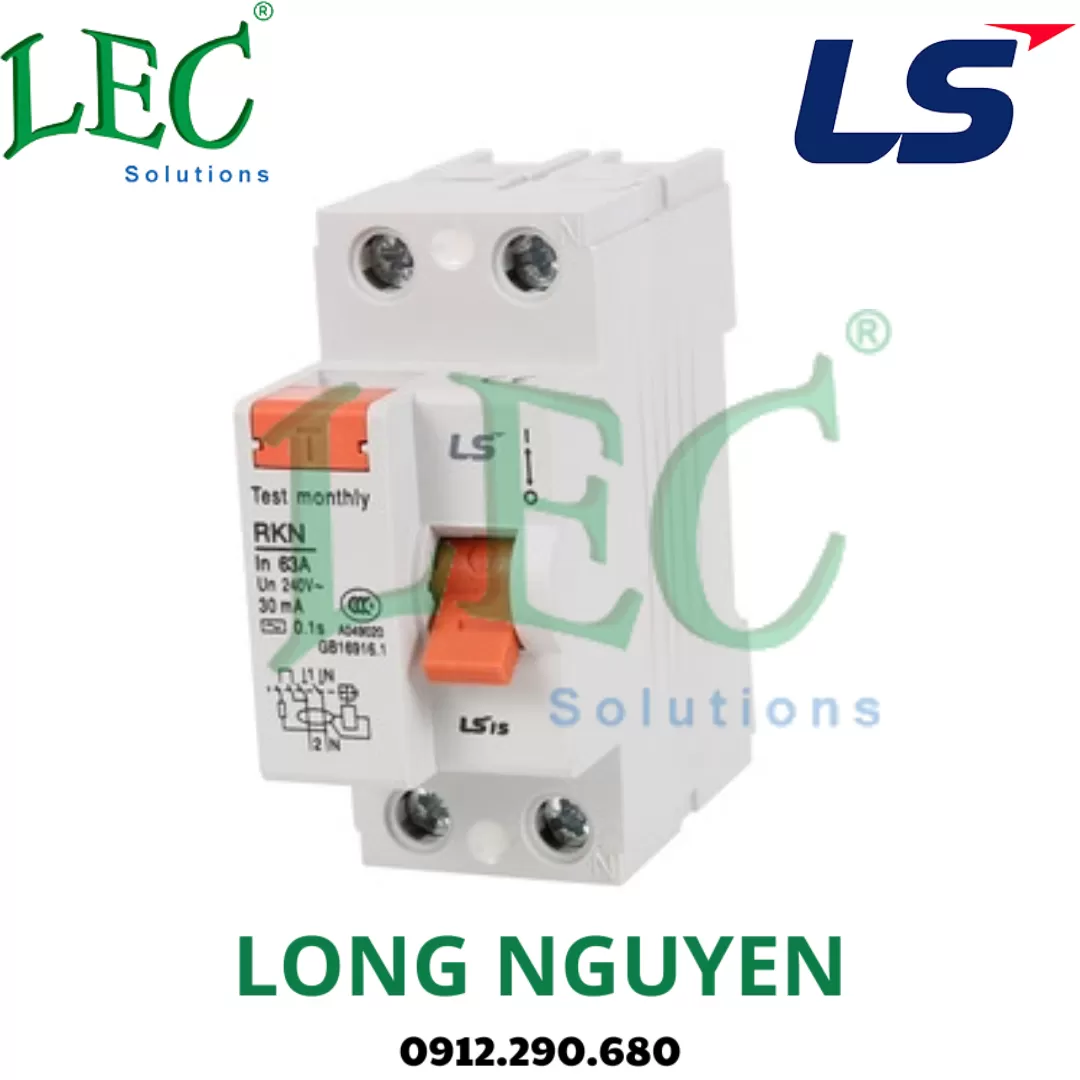 RKN-1P+N-25A - Cầu dao chống rò điện RCCB 1P-N 25A 6kA