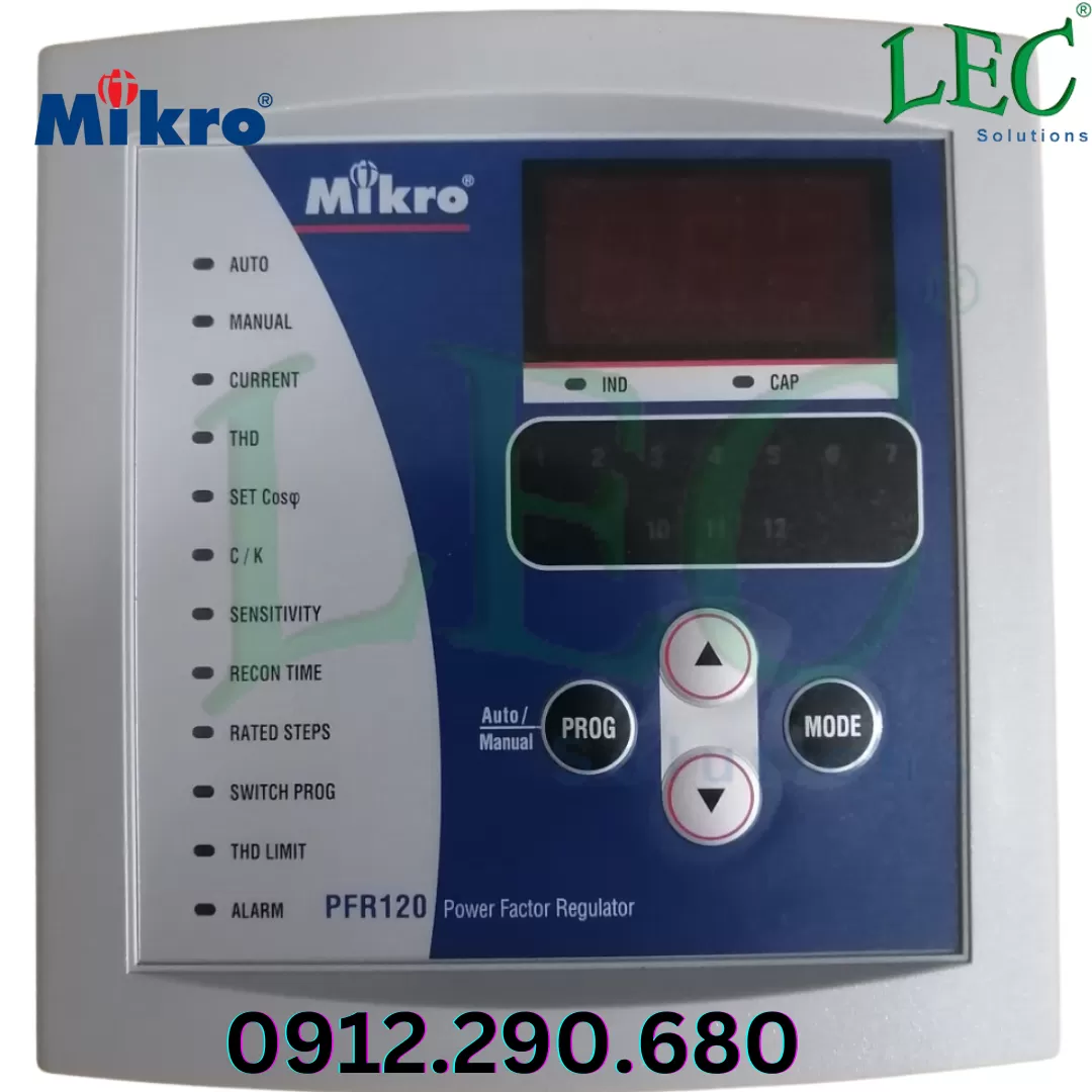 Bộ điều khiển tụ bù công suất Mikro 12 cấp PFR120-220-50