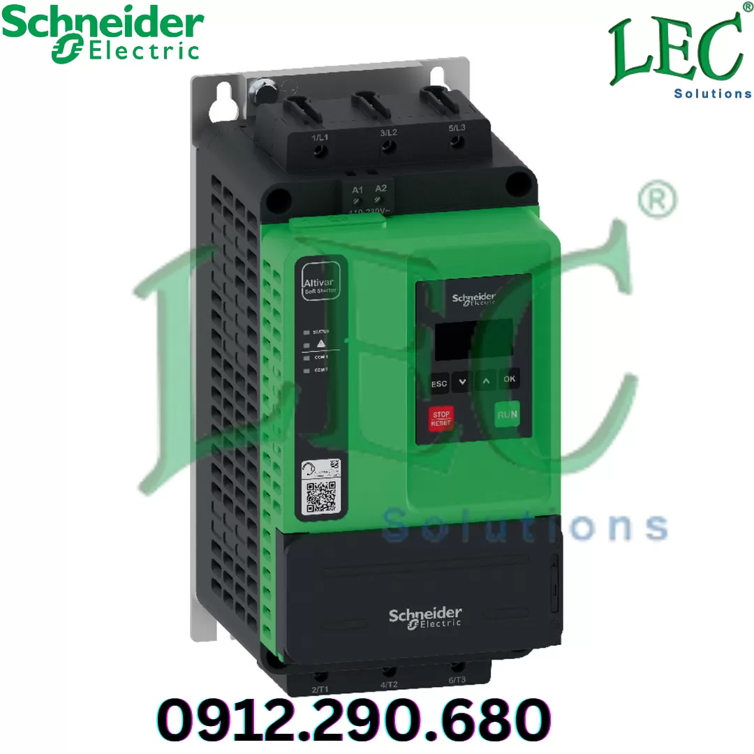 Khởi động mềm Schneider ATS490D17Y 3P 17A 208...600V AC, Us 110...230V AC