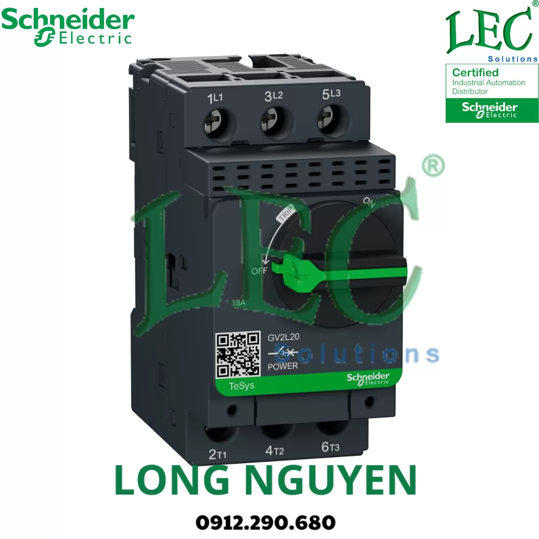 Cầu Dao Bảo Vệ Động Cơ GV2L04 - 3P 0.63A