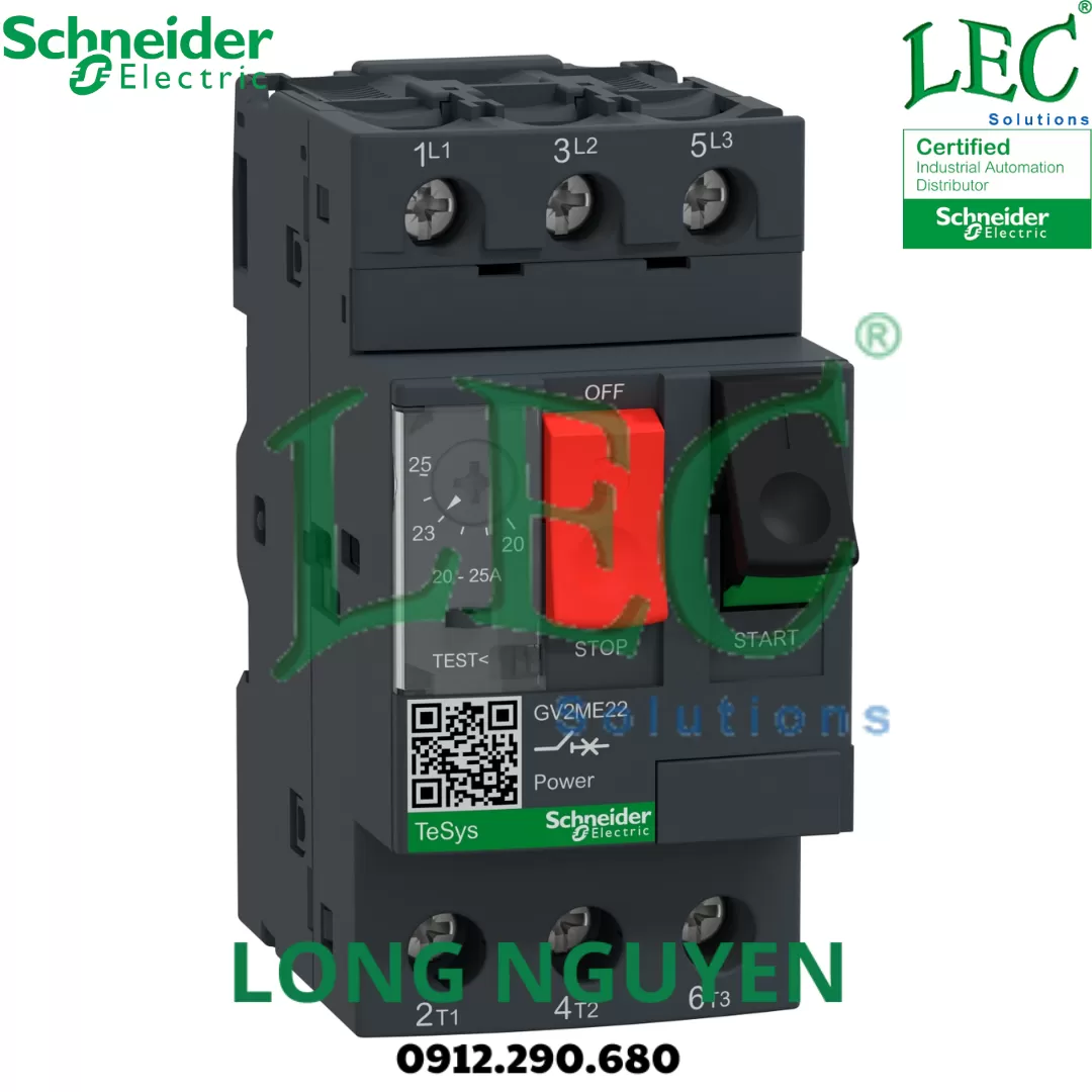Cầu Dao Bảo Vệ Động Cơ GV2ME01 - 3P 0.1-0.16A