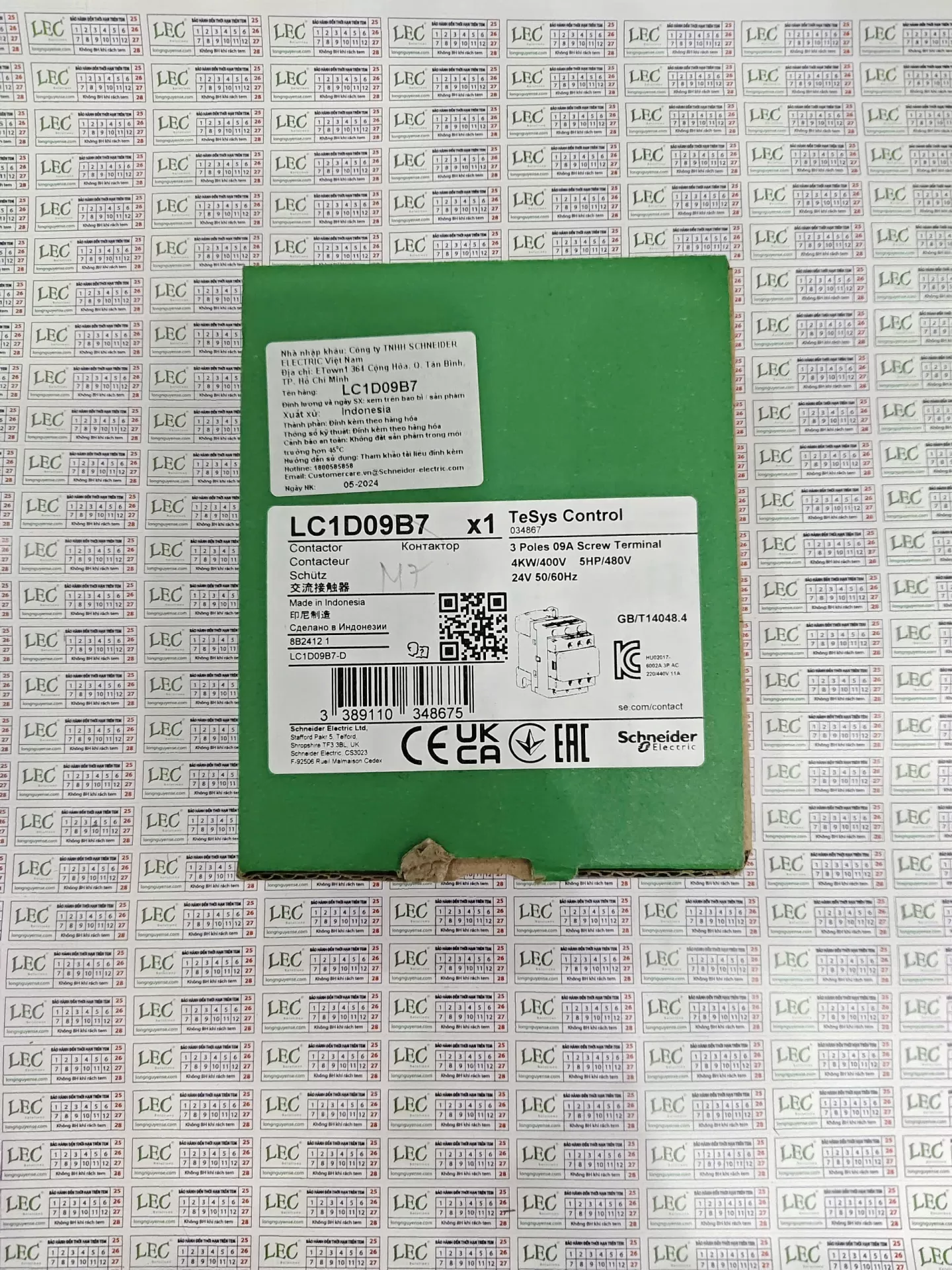 Khởi động từ LC1D09B7 - 3P(3 NO) - AC-3 -  440 V 9 A - 24 V AC coil