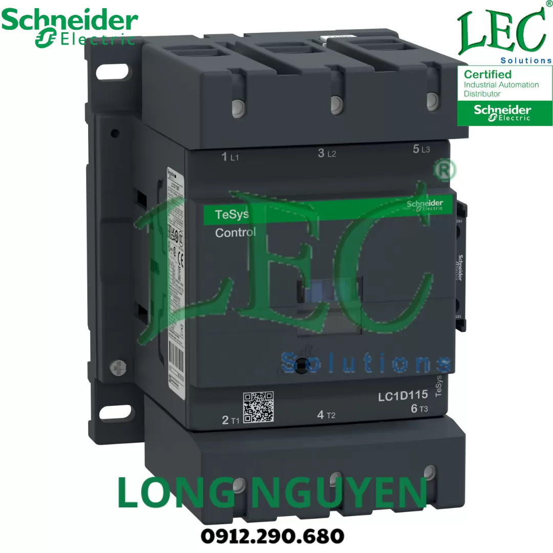 LC1D115AEHE Công tắc tơ 3P(3NO), AC-3, 440V, 115A, 48-130V AC/DC