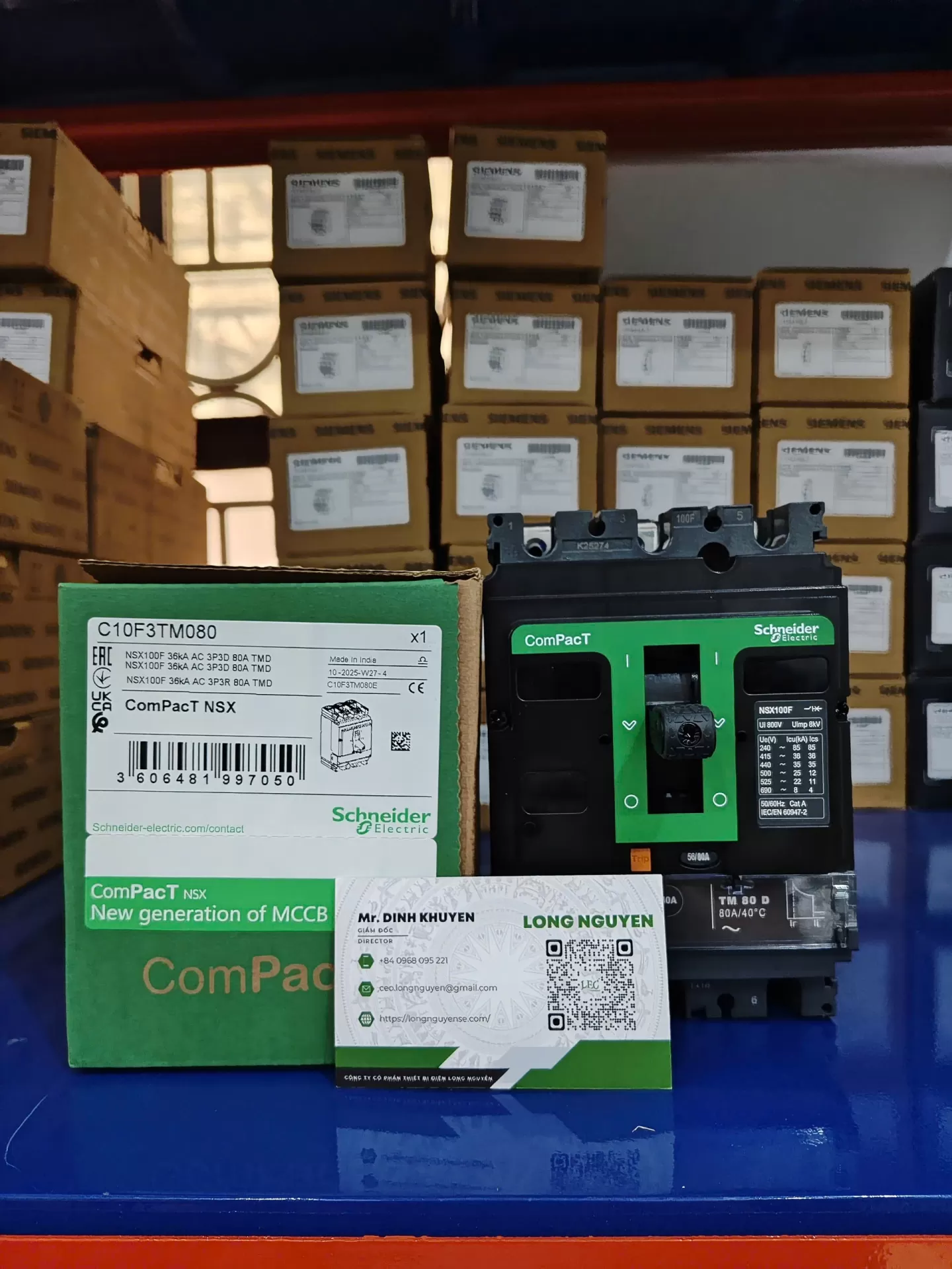 C10F3TM080 - Cầu dao tự động MCCB NSX100F 36kA AC 3P3D 80A TMD