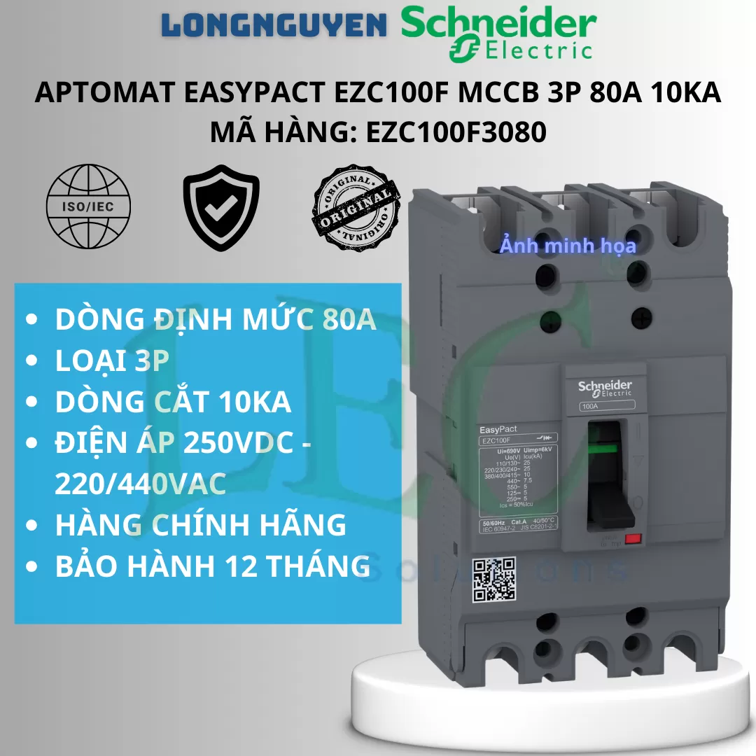 Cầu dao tự động MCCB EZC100F3080 - 3P 80A 10kA