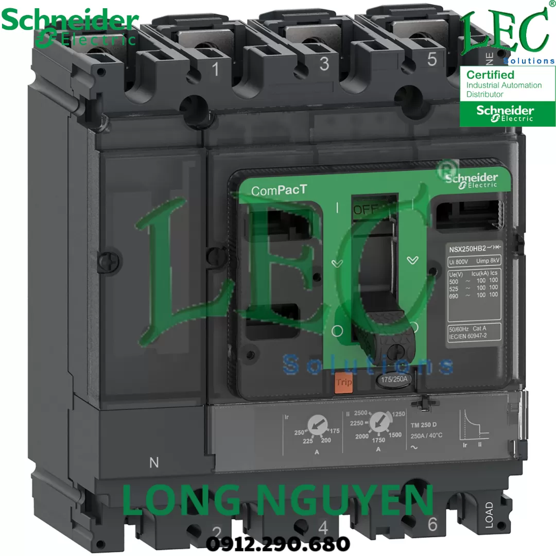 C10B34V100 - Cầu dao tự động MCCB ComPacT NSX100B 4P 100A Micrologic Vigi 4.2 LSIR