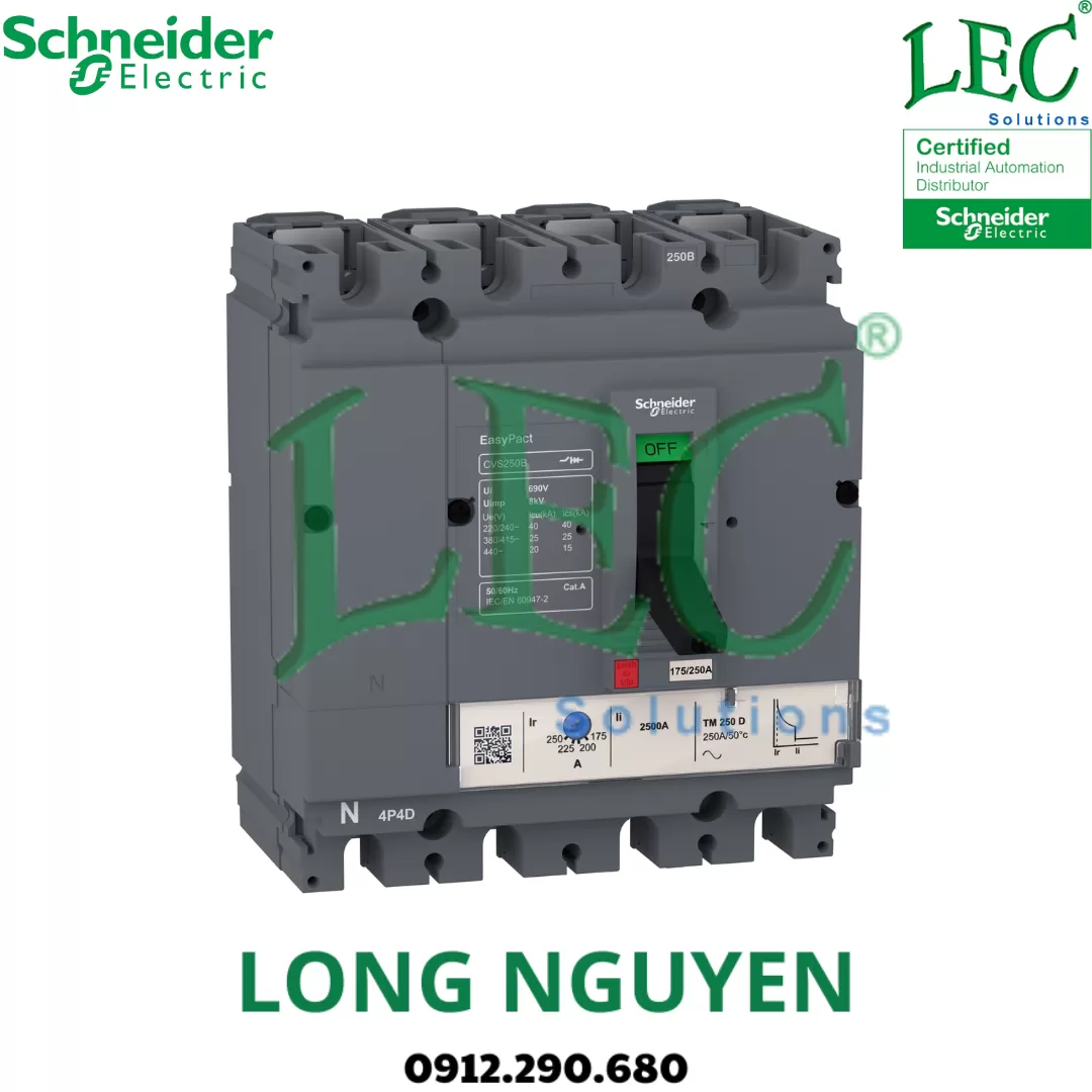 Cầu dao tự động MCCB CVS250B LV525313 -  4P 250A 25kA