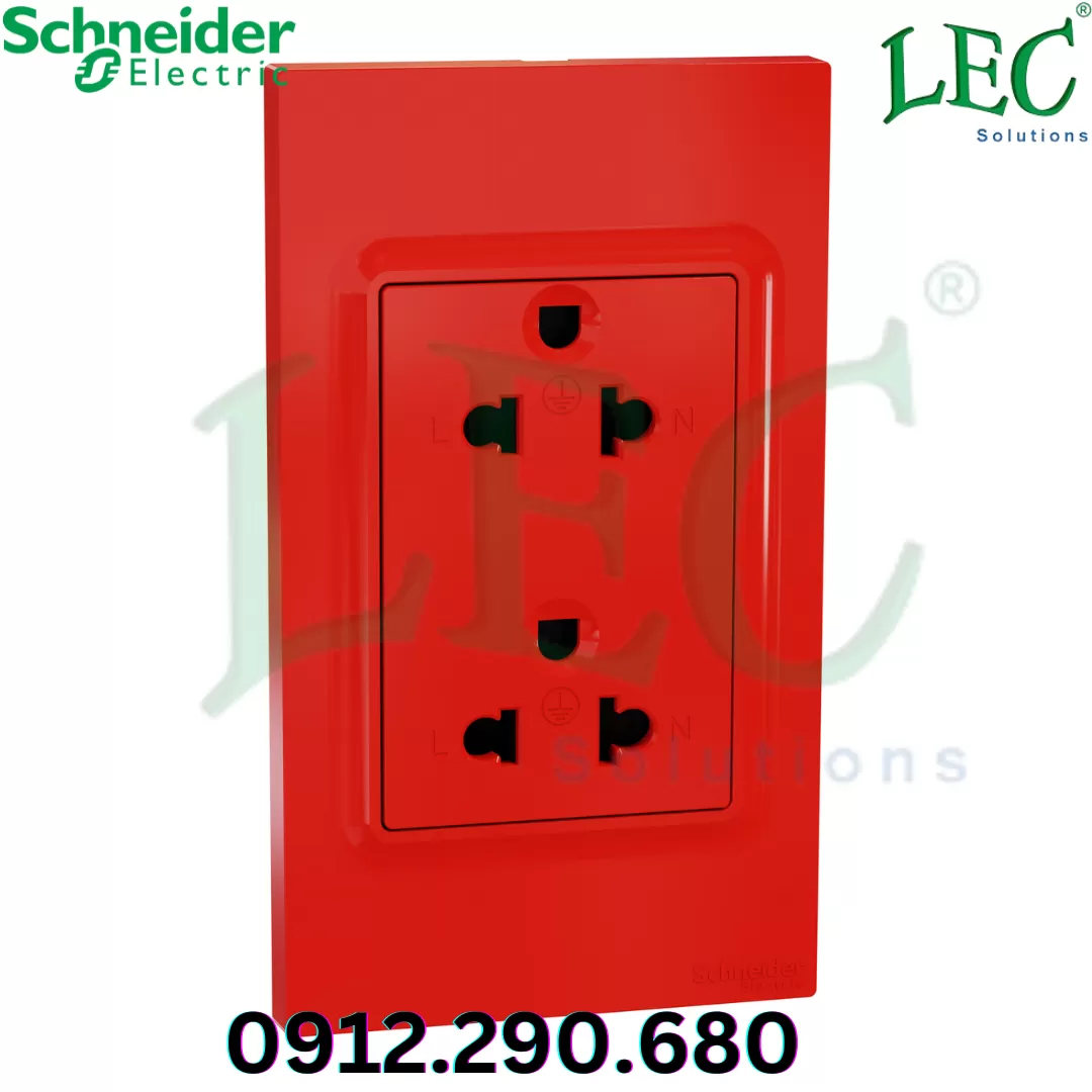 A70_SIS_RD Bộ ổ cắm đôi 3 chấu có nắp, màu đỏ