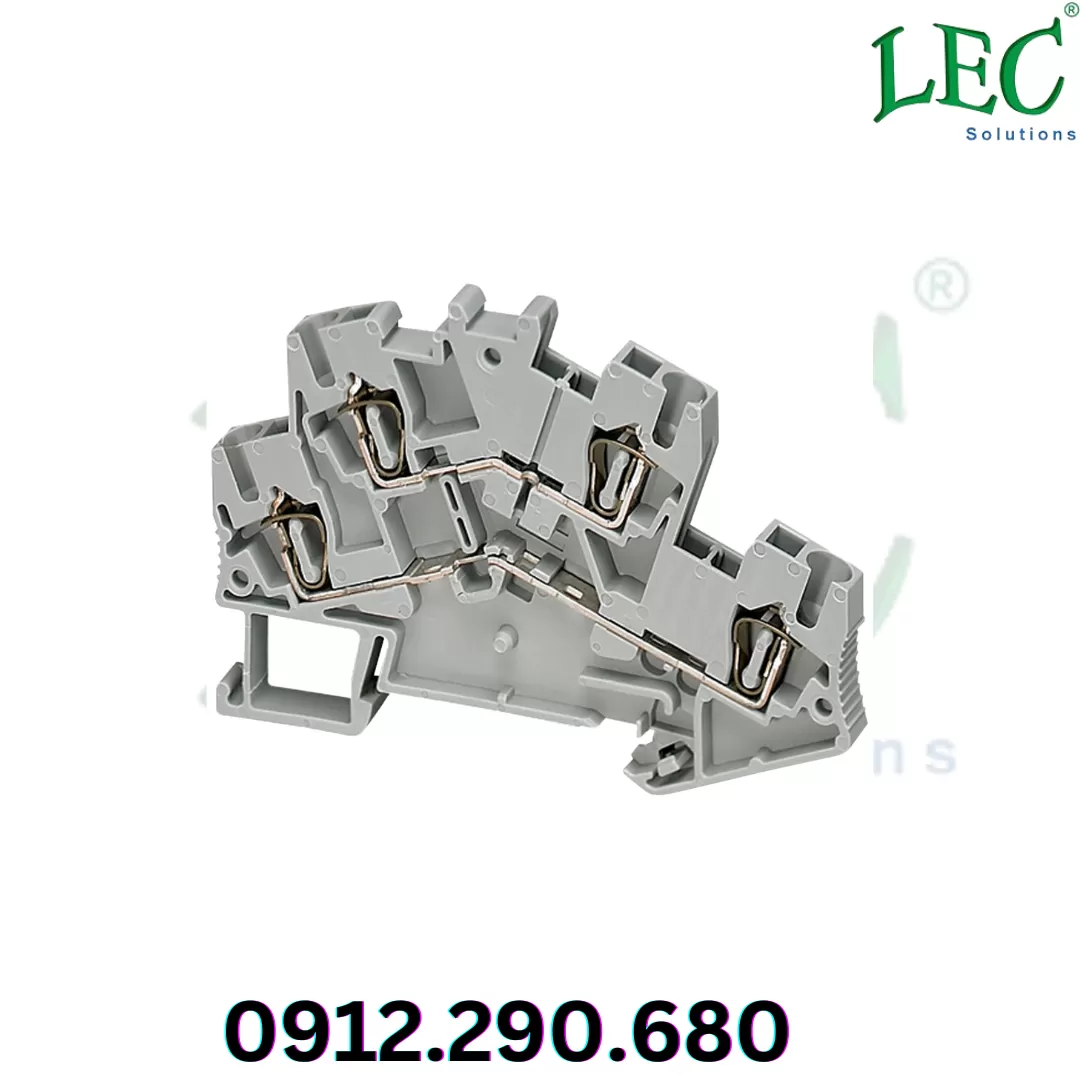 Khối đầu cực, Linergy TR, loại lò xo, cấp liệu xuyên suốt, kết nối 3 cấp độ, 6 điểm, 2,5 mm², màu xám, bộ 50.