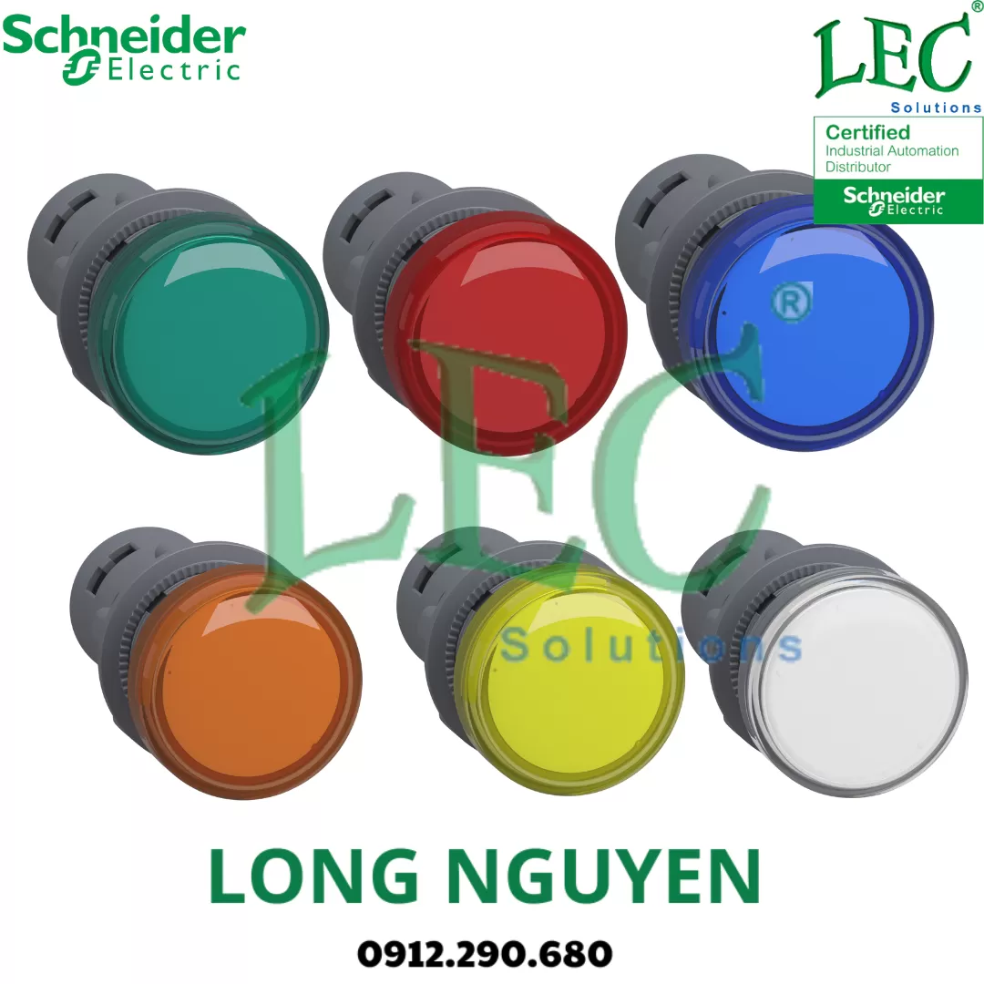 XA2EVB34LC - Đèn báo màu xanh đỏ phi 22mm 24V AC/DC