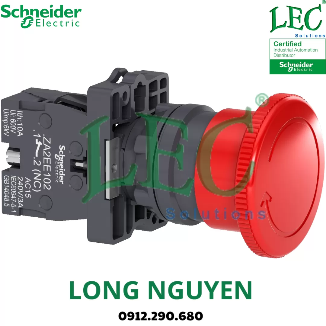 XA2AS542 Nút dừng khẩn màu đỏ đầu D40, xoay nhả 1NC
