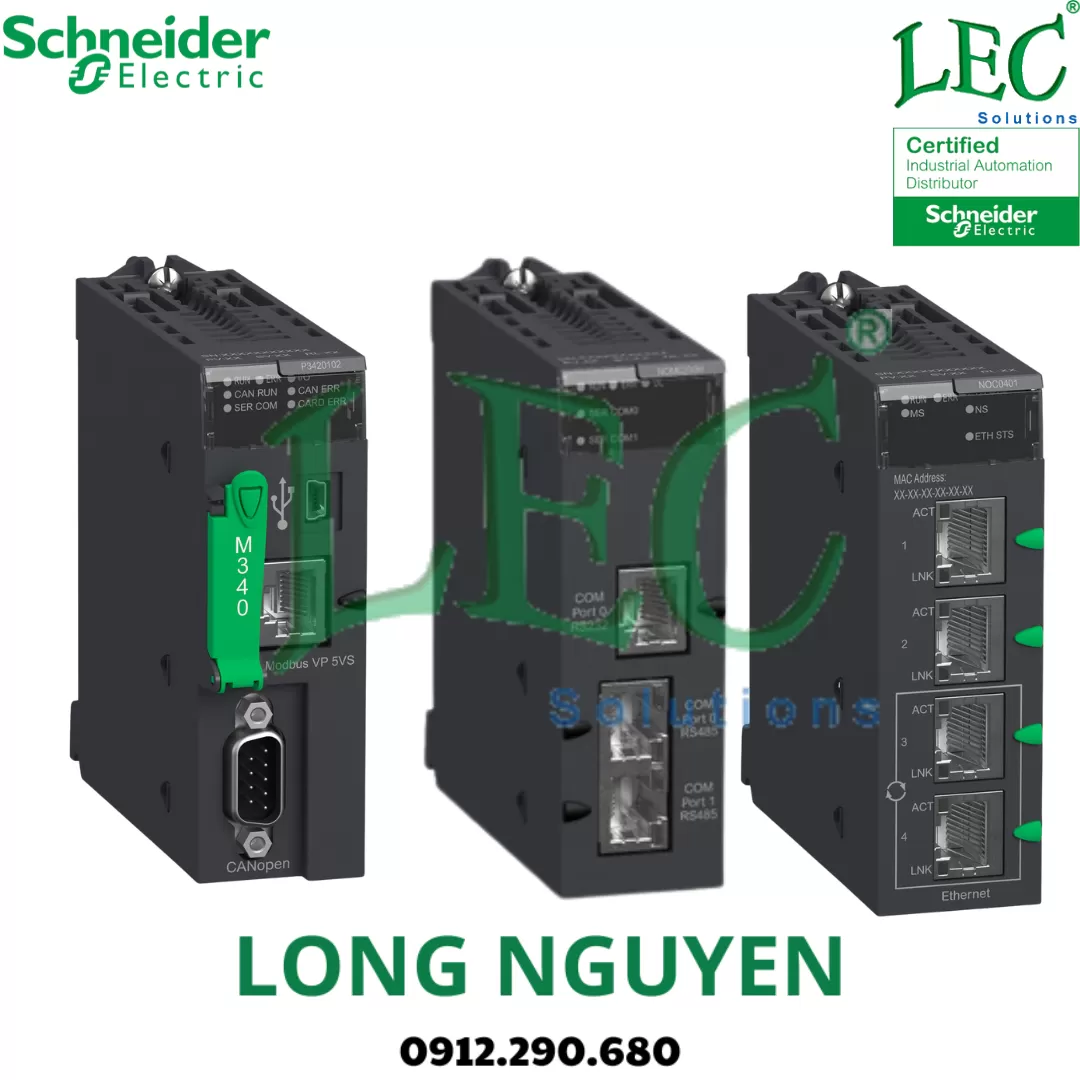 BMXP3420102 - bộ xử lý, Modicon M340, tối đa 1024 rời rạc, 256 IO analog, Modbus, CANopen