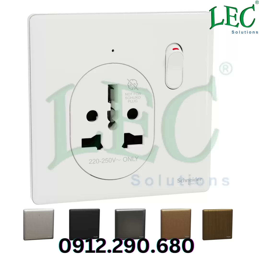 Ổ cắm đơn đa năng 16A có LED, Unica X, Trắng