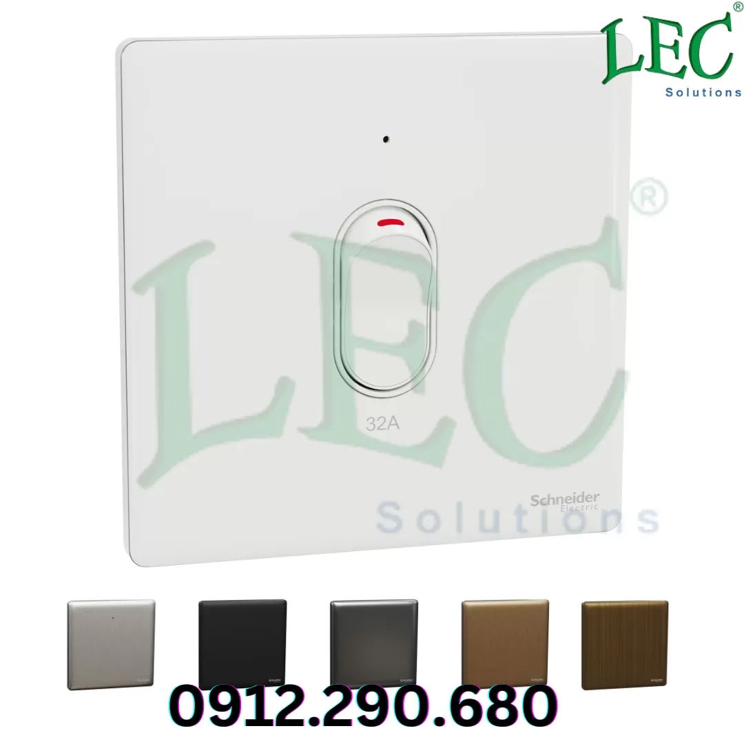 Công tắc đơn 32A 2 cực có LED, Unica X, Đen