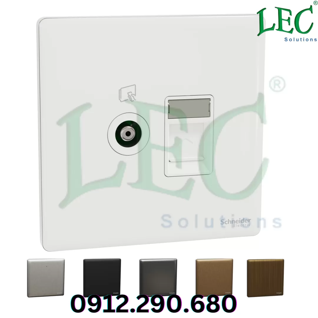Ổ cắm Tivi + Điện thoại, Unica X, Đen