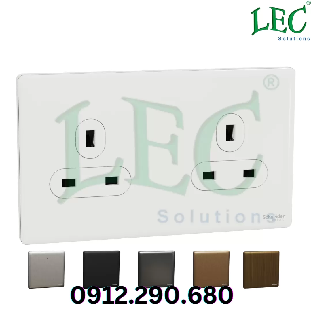 Ổ cắm đôi 3 chân kiểu Anh, Unica X, 13A, Trắng