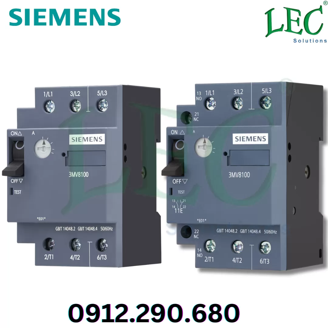 3MV8100-1MH00 CB bảo vệ động cơ Siemens 1.6-2.4A 0.75kW 1NO+1NC